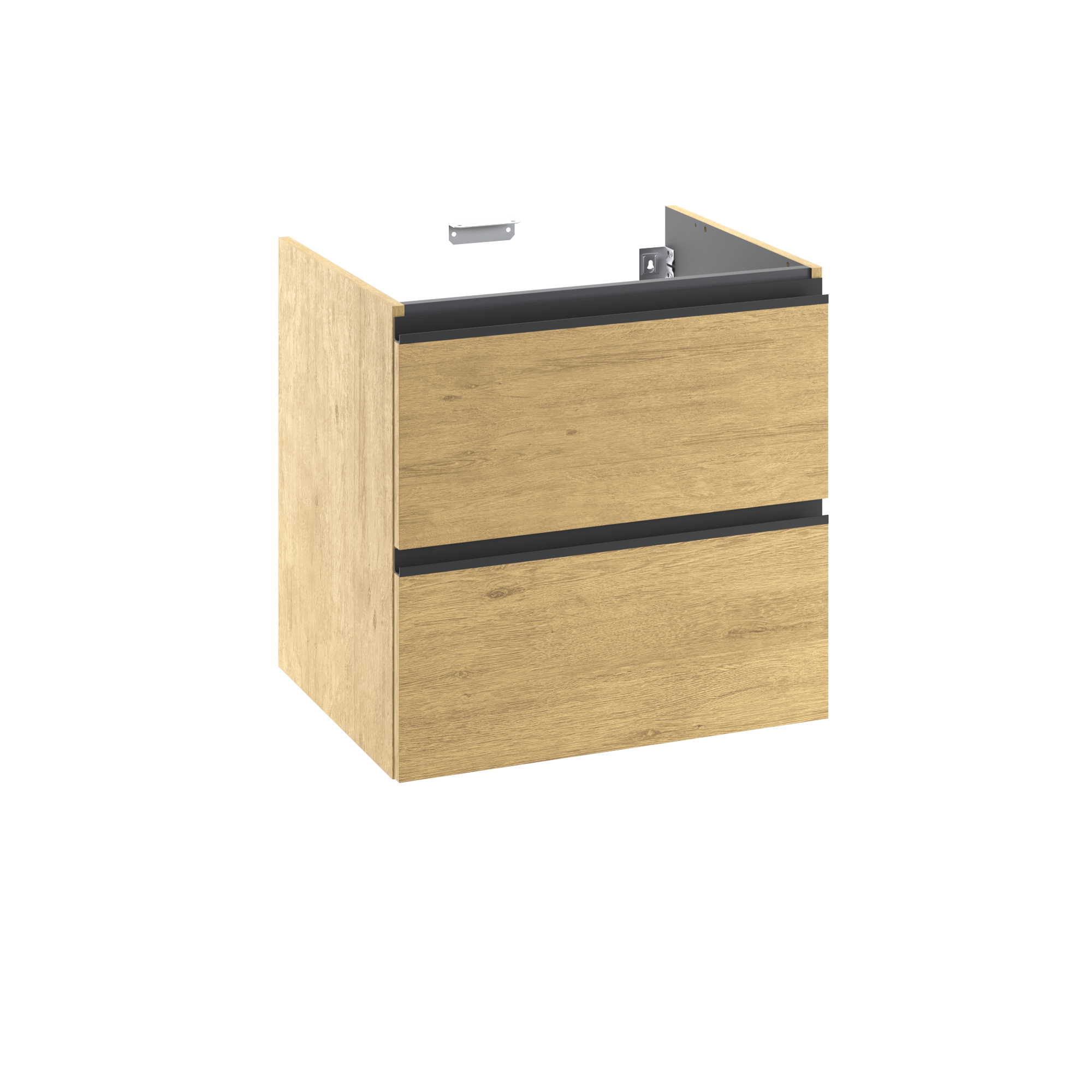 Mobile da bagno a terra sotto lavabo L 60 x H 58 x P 48.1 cm rovere chiaro laccato opaco, 2 cassetti SENSEA Studio - 2