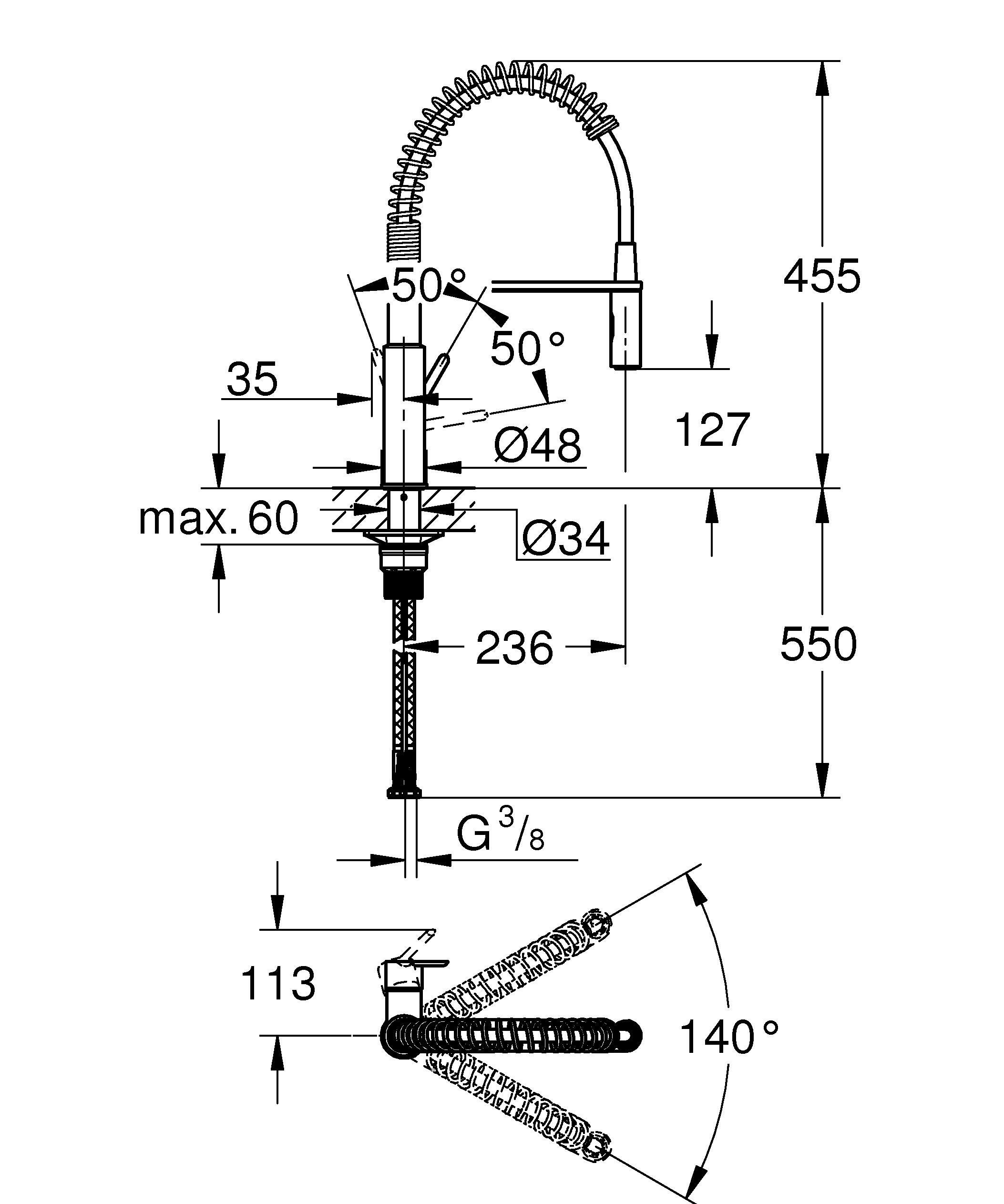 Mitigeur de cuisine avec douchette chrome, GROHE, Get Clova Chef - QuickFix - 2