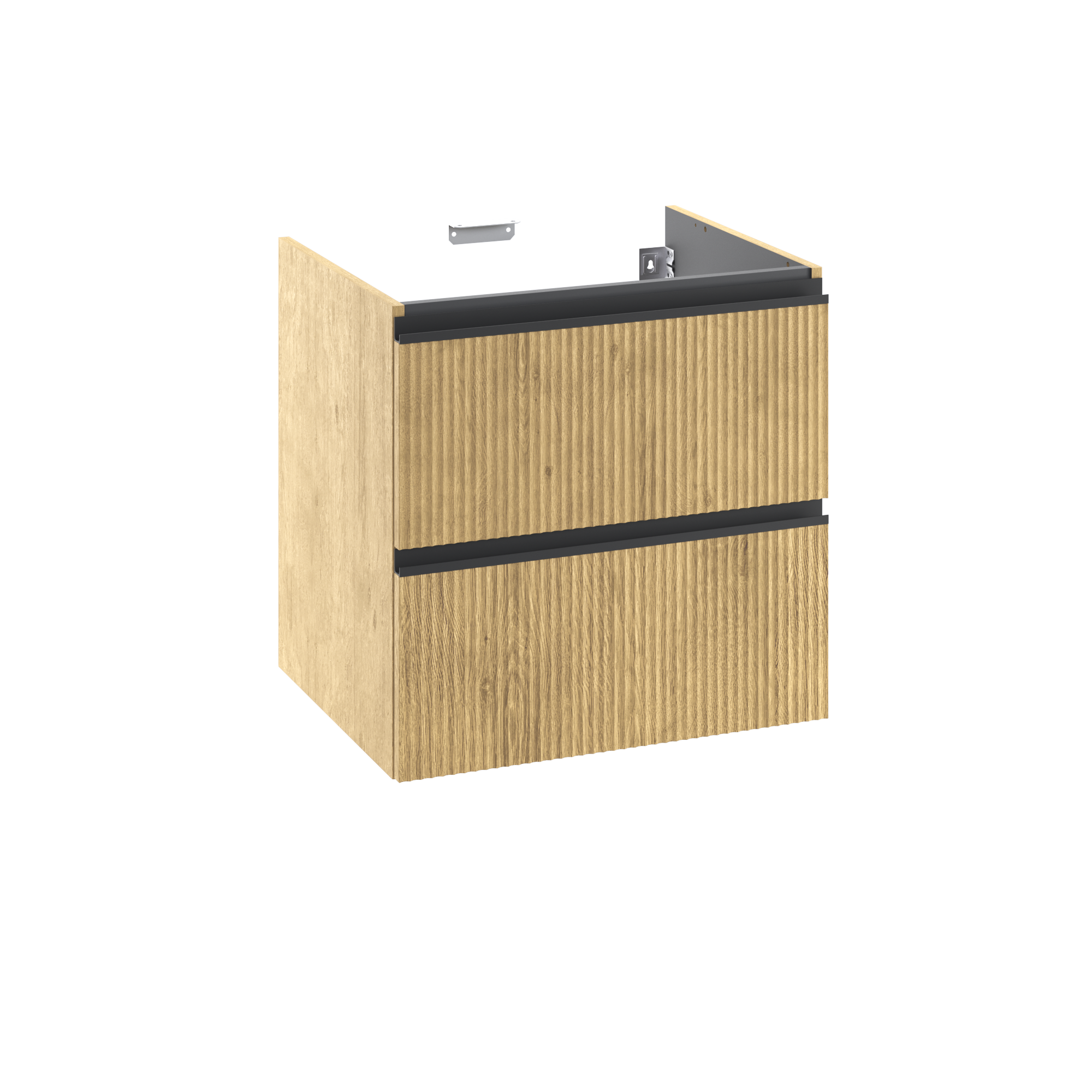 Meuble sous-vasque 2t l.60 x H.58 x P.48.1 cm imit chêne strié Studio - 10