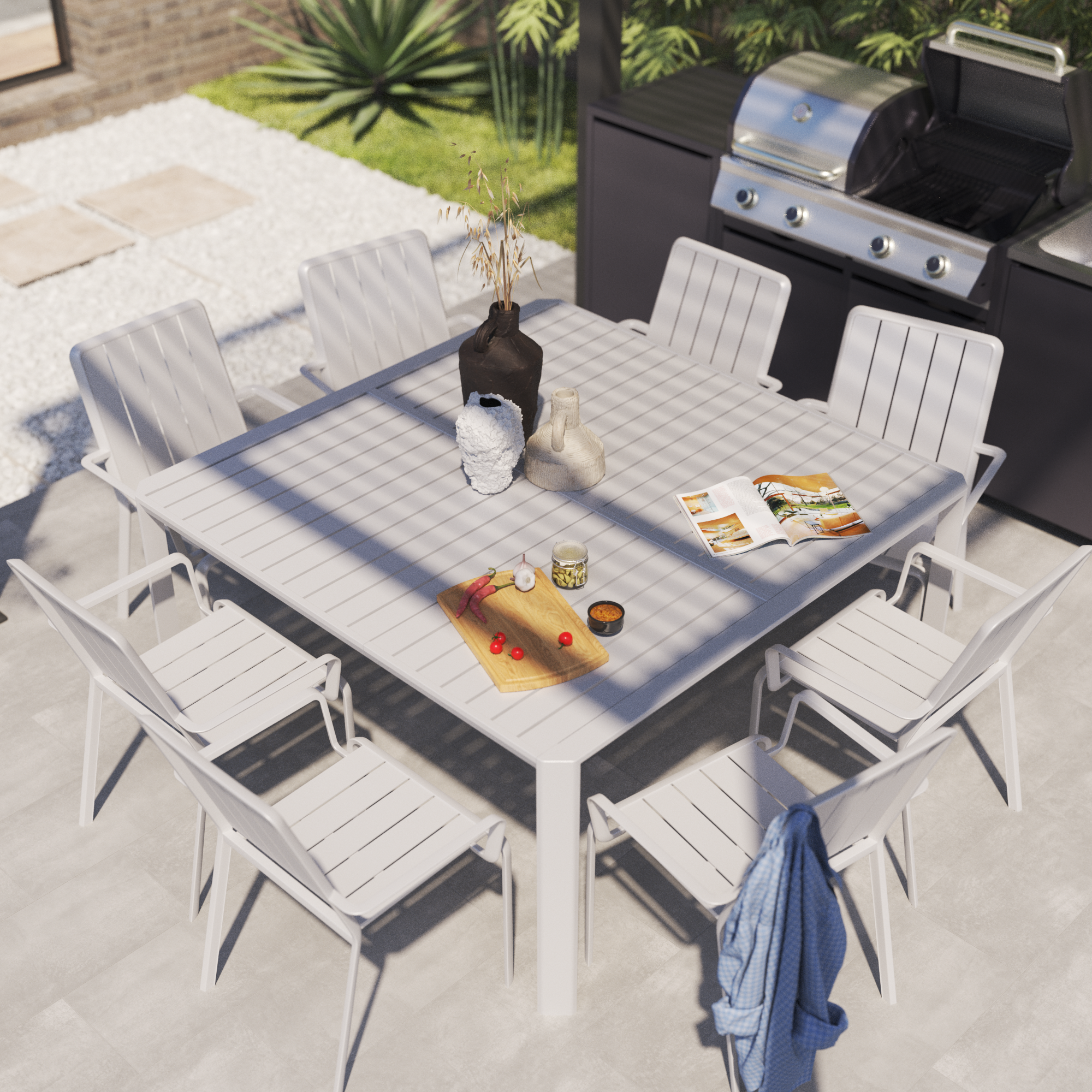 Sedia da giardino con braccioli Idaho NATERIAL, struttura e seduta in alluminio grigio - 7