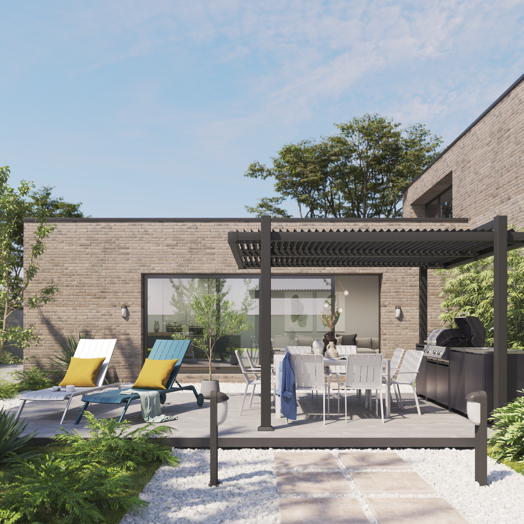 Sedia da giardino con braccioli Idaho NATERIAL, struttura e seduta in alluminio grigio - 6