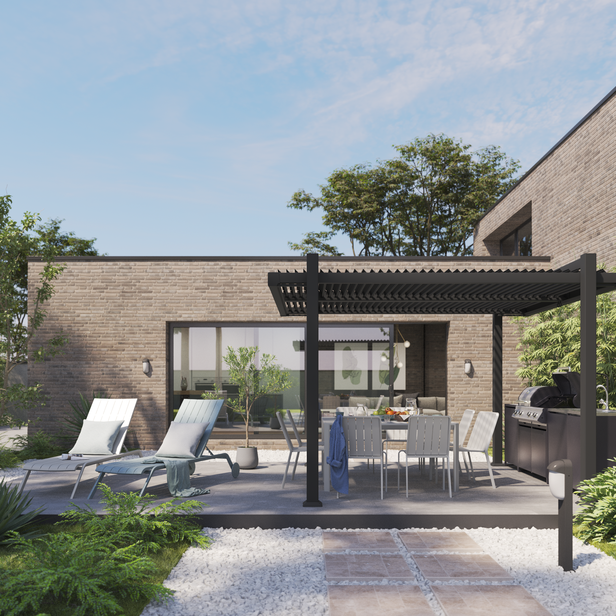 Sedia da giardino Idaho NATERIAL, struttura e seduta in alluminio grigio - 3