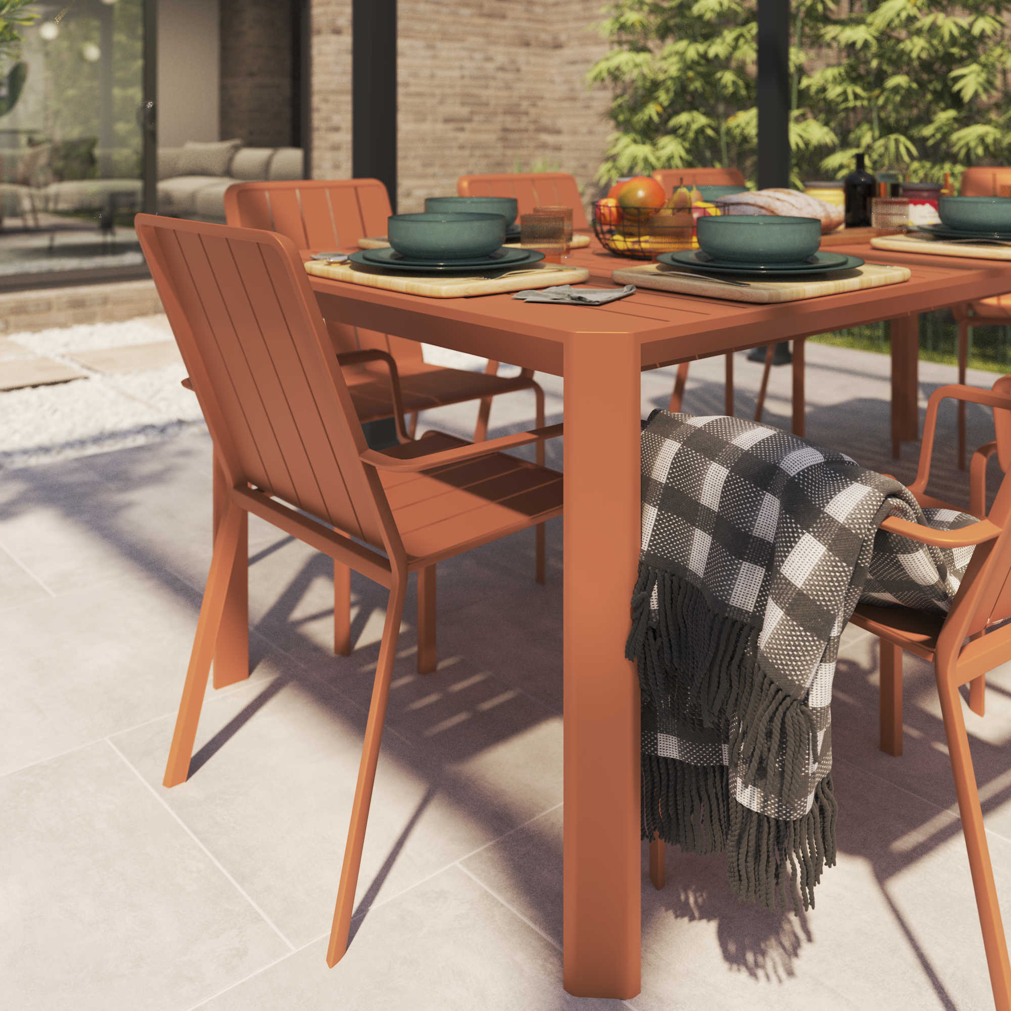 Table de jardin NATERIAL Idaho rectangulaire orange / cuivré 8 personnes - 4