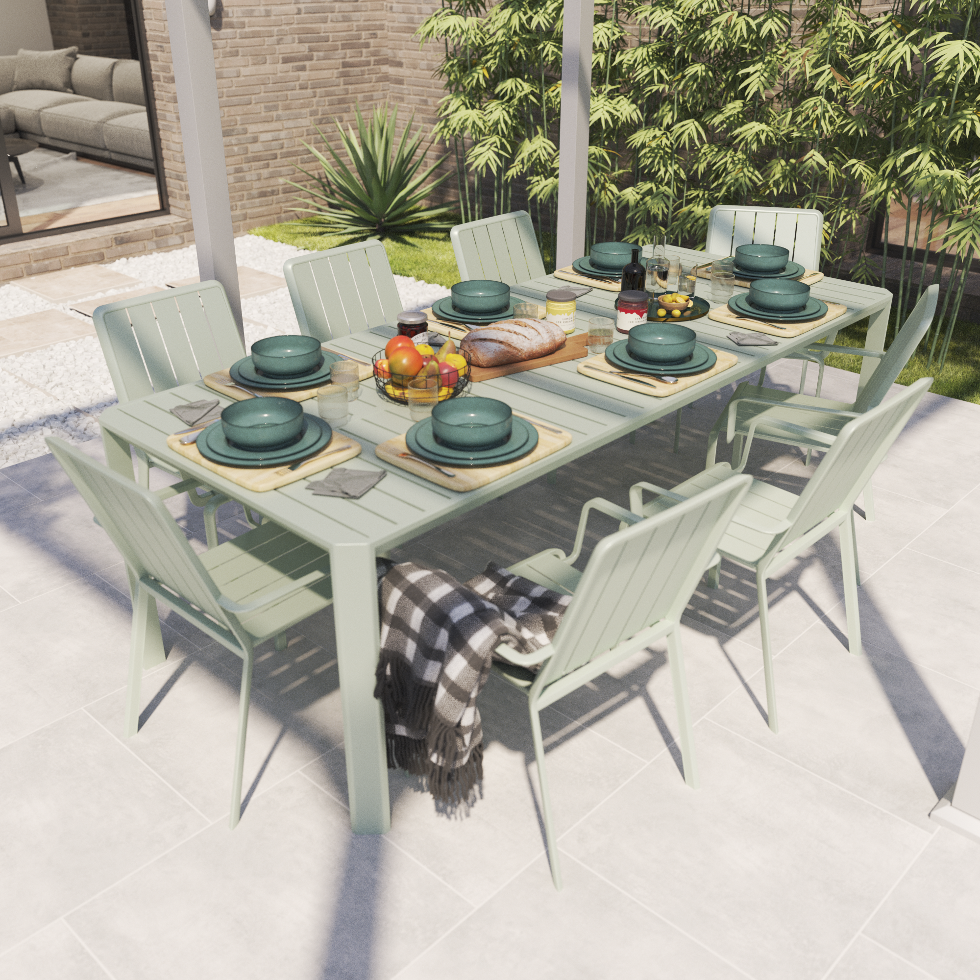 Sedia da giardino con braccioli Idaho NATERIAL, struttura e seduta in alluminio verde - 6