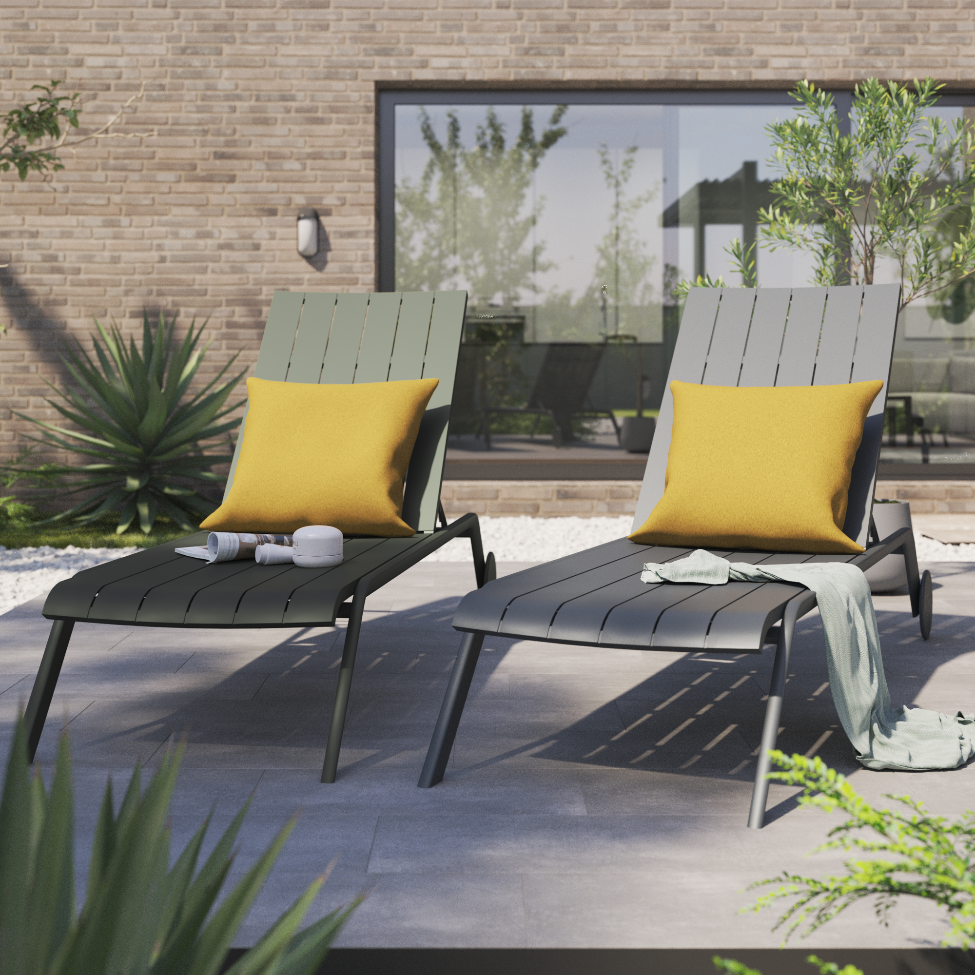 Tumbona de jardín naterial idaho de aluminio gris 69x33x205 cm