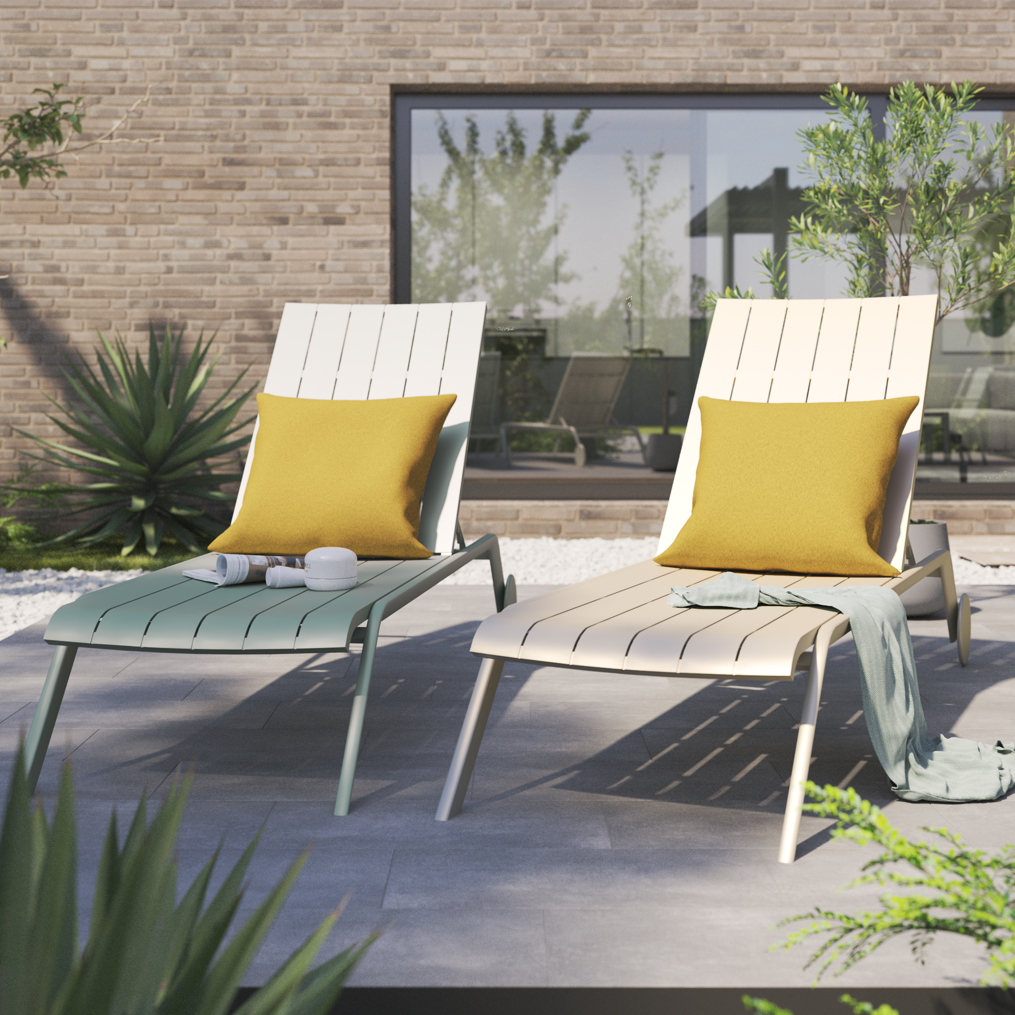 Tumbona de jardín naterial idaho de aluminio sage 69x33x205 cm