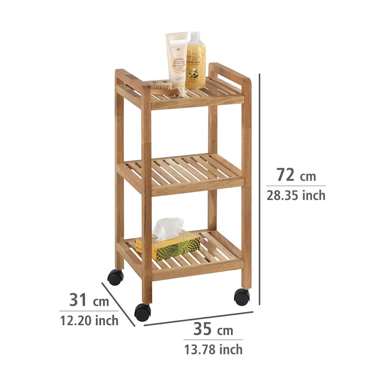 Carrito de baño Norway marrón con 3 estantes 31x35x72 cm - 3