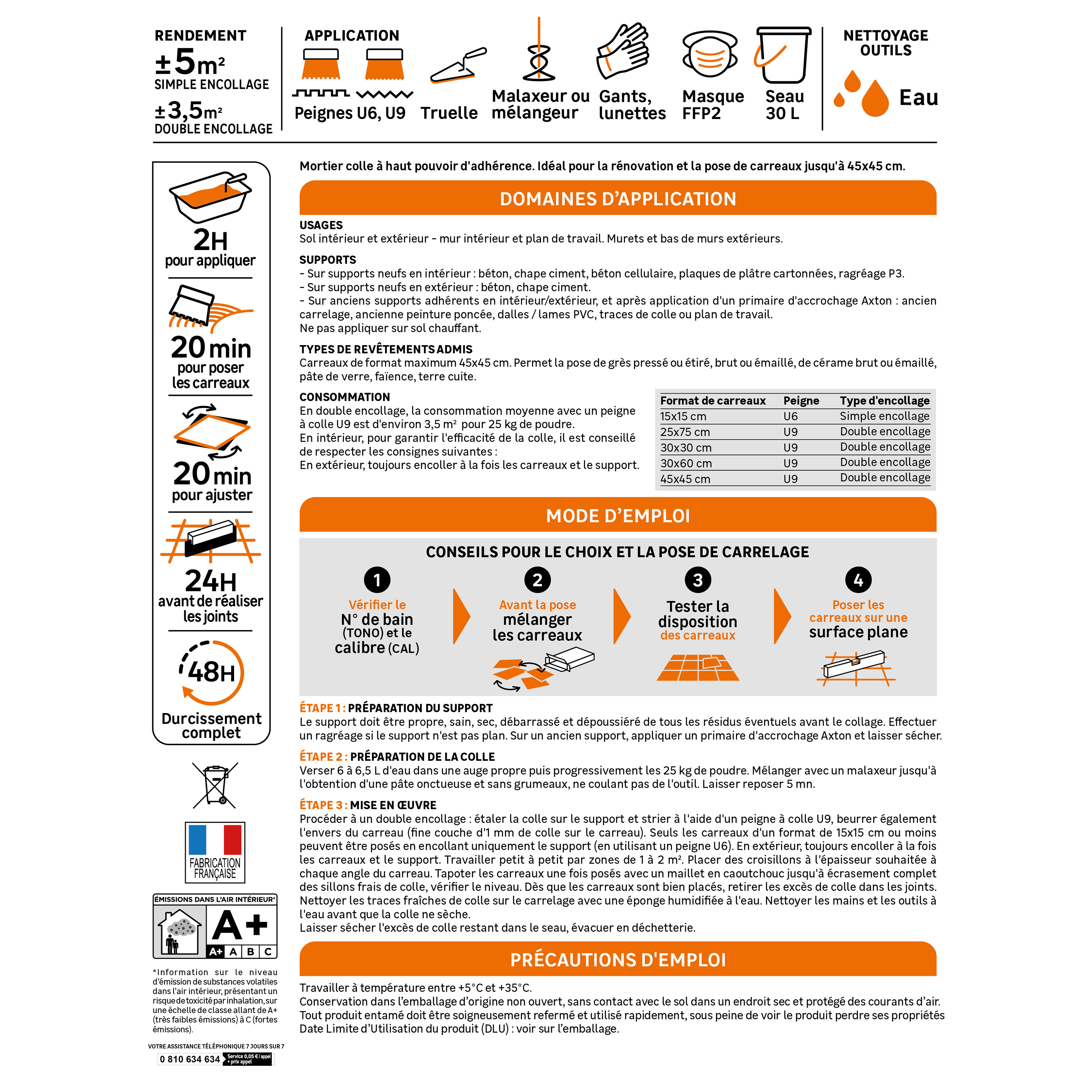 Colle en poudre sol/mur, intérieur/extérieur, max 45x45cm, blanc, 25KG - 4