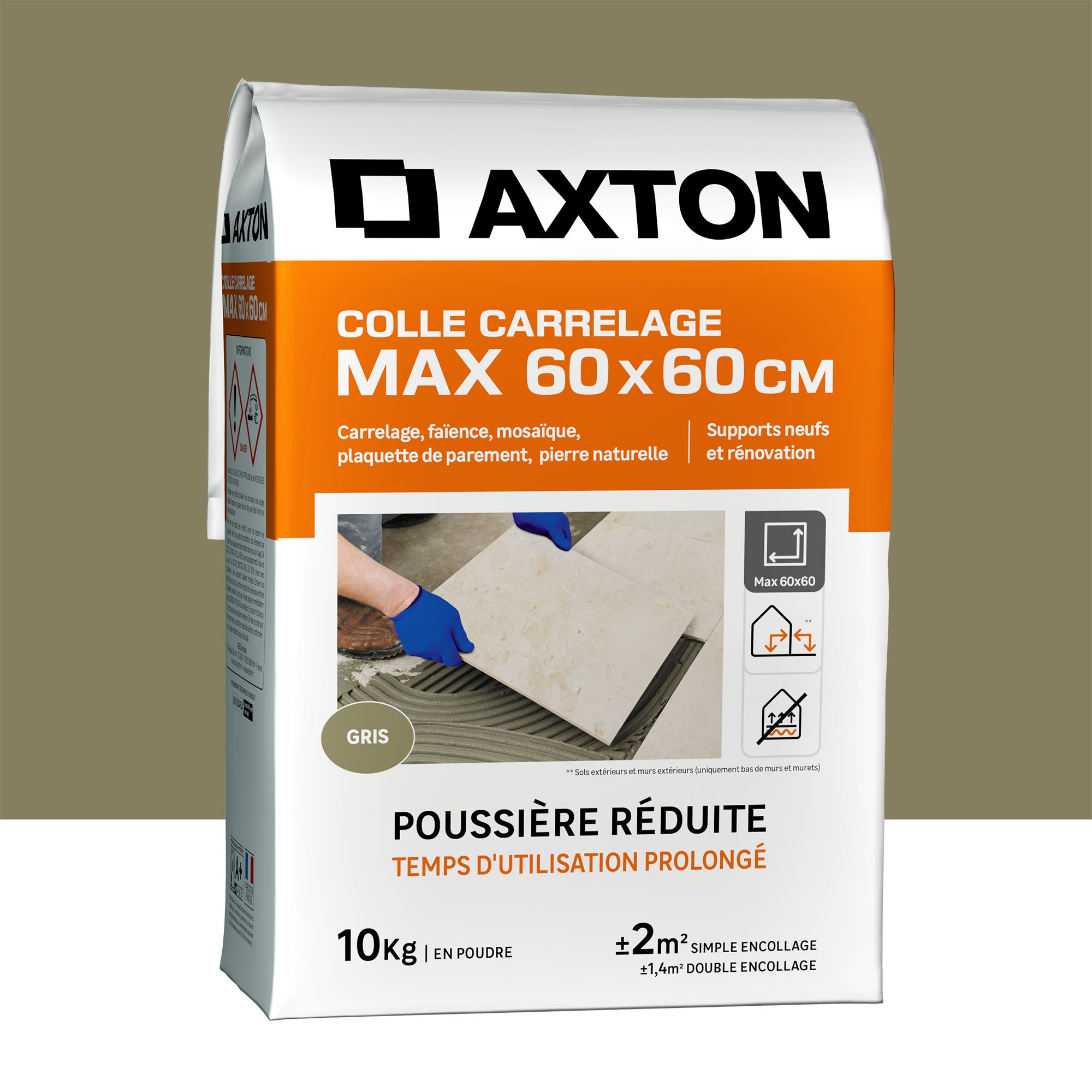 Colle en poudre sol mur interieur exterieur max 60x60cm gris AXTON 10KG Leroy Merlin