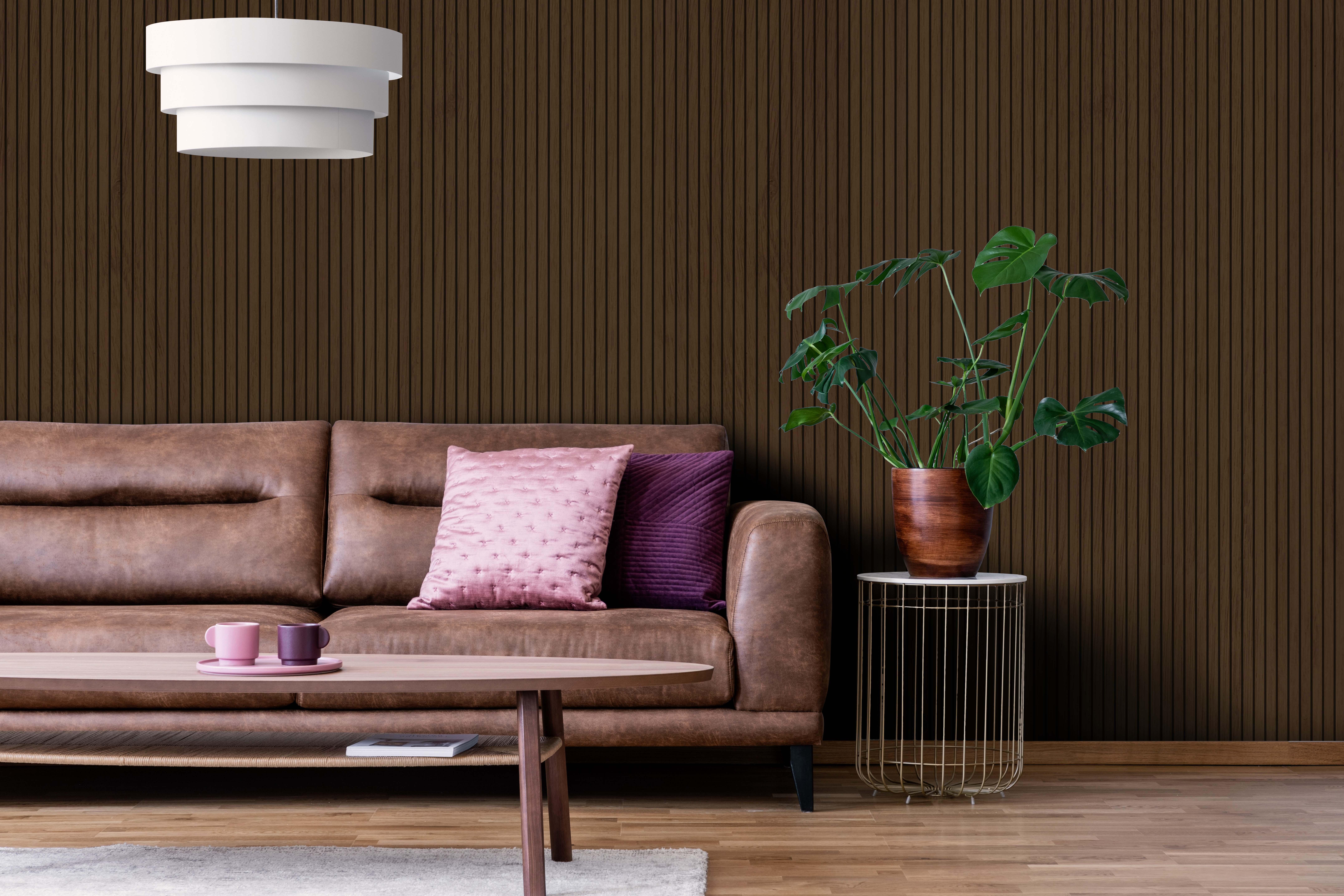 Revestimiento de pared decorativo efecto 3D de poliestireno de palilleria Wall pan Nordik nogal de 120x12cm - 6
