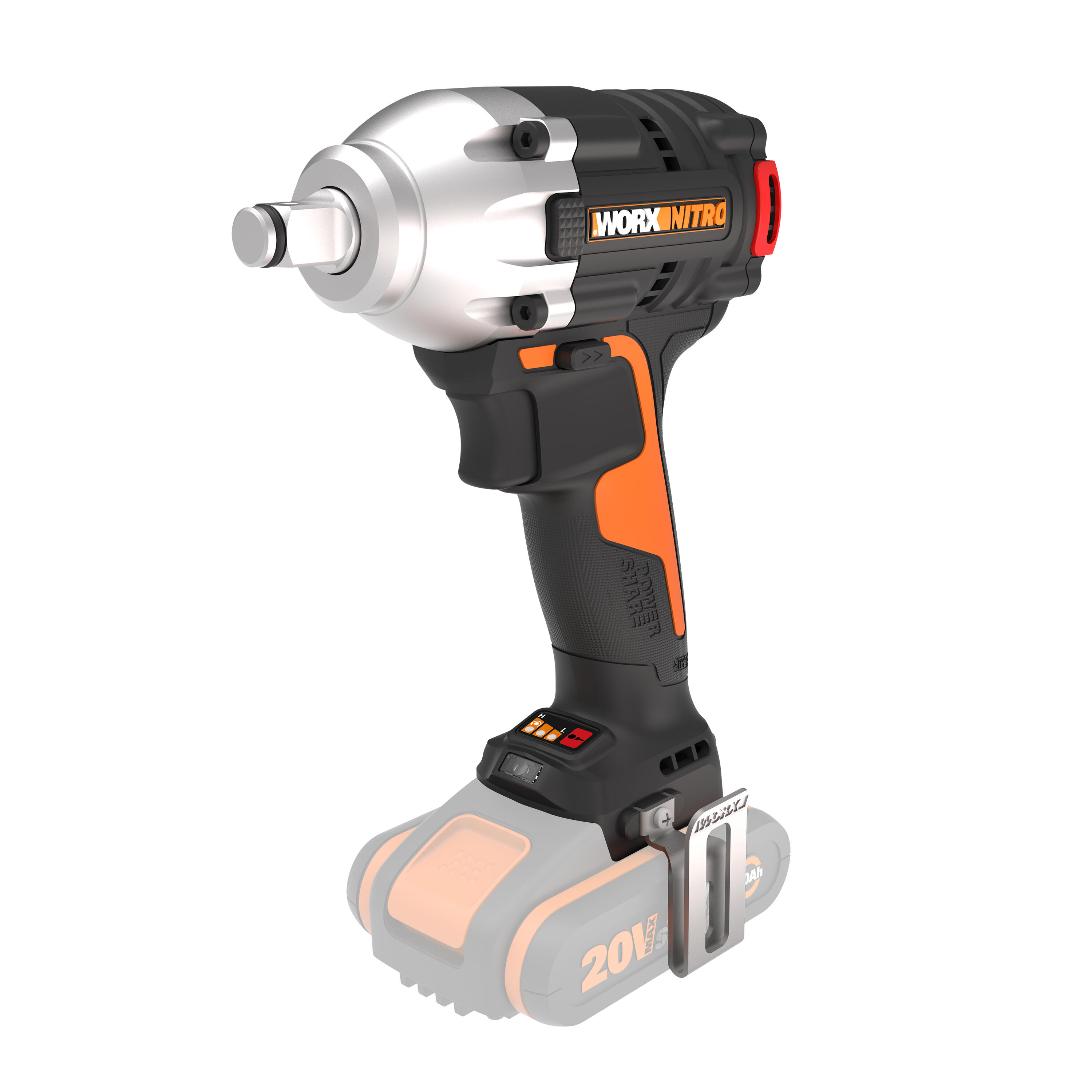 Llave de impacto brushless worx wx272.9 300nm 20v. sin batería ni cargador