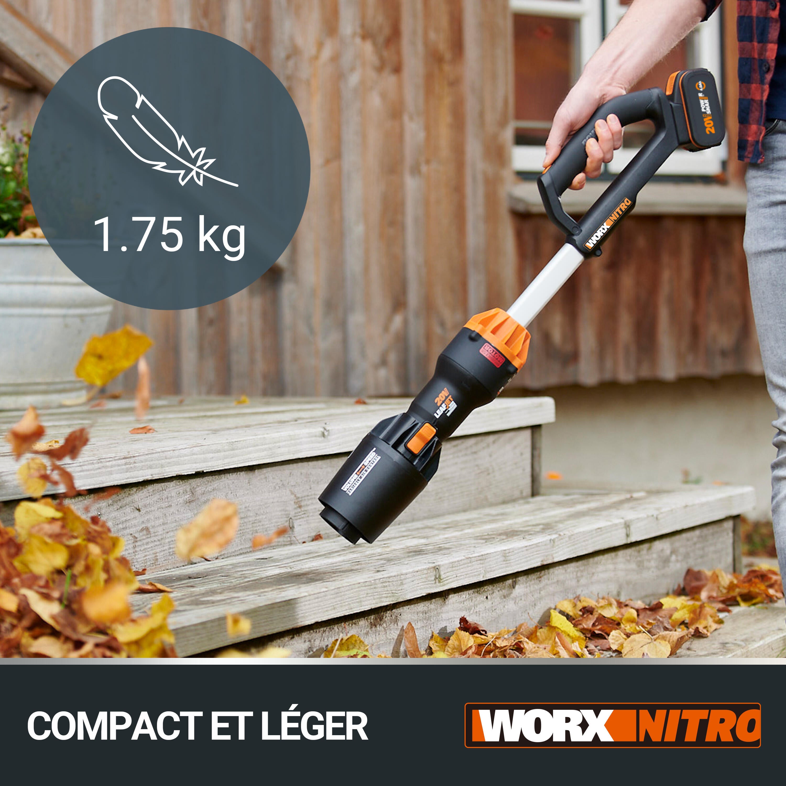 Souffleur de feuilles mortes Brushless 20V WORX NITRO - WG543E (1 batterie 4Ah) - 4
