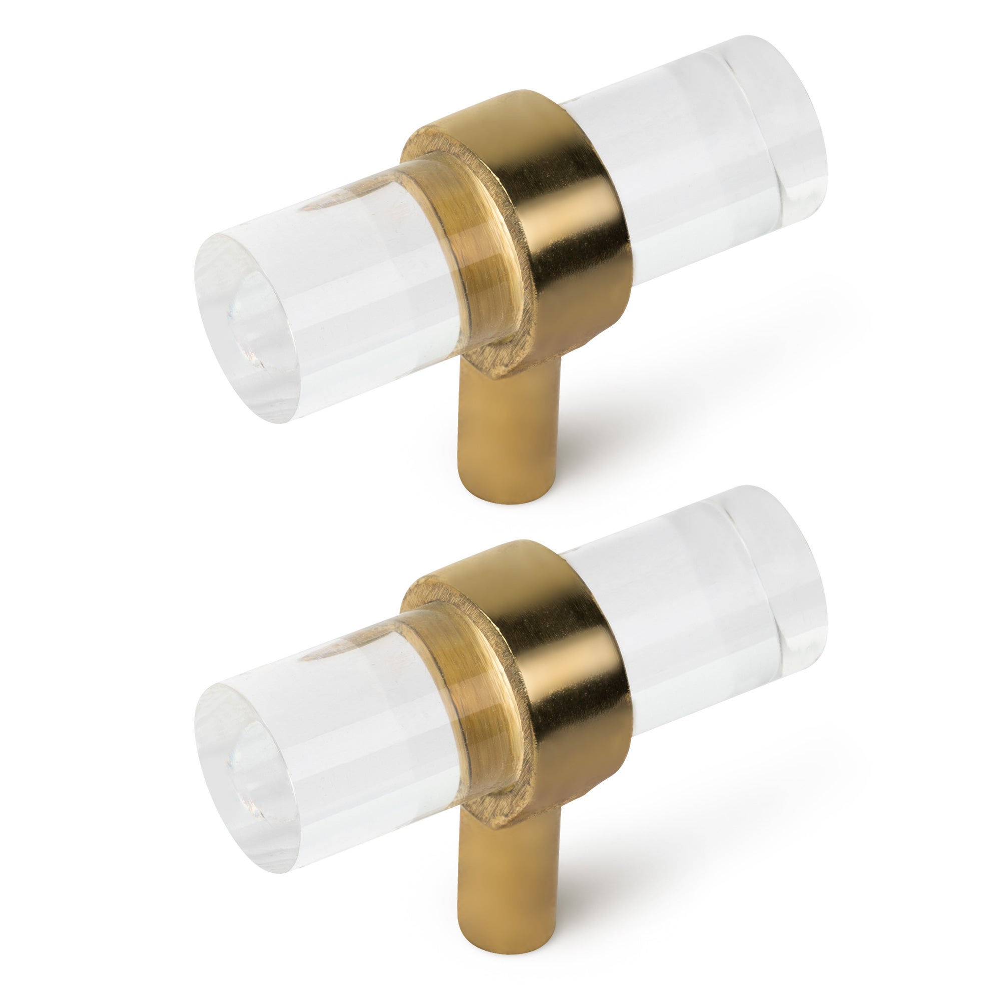 2 pomo de mueble t cristal con latón pulido