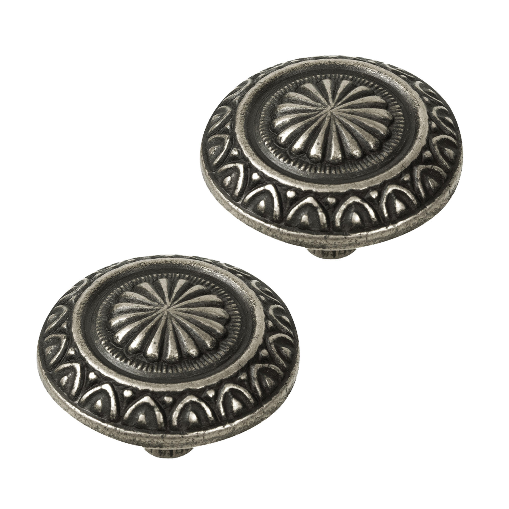 2 pomo de mueble redondo resina plata vieja ø 34 mm