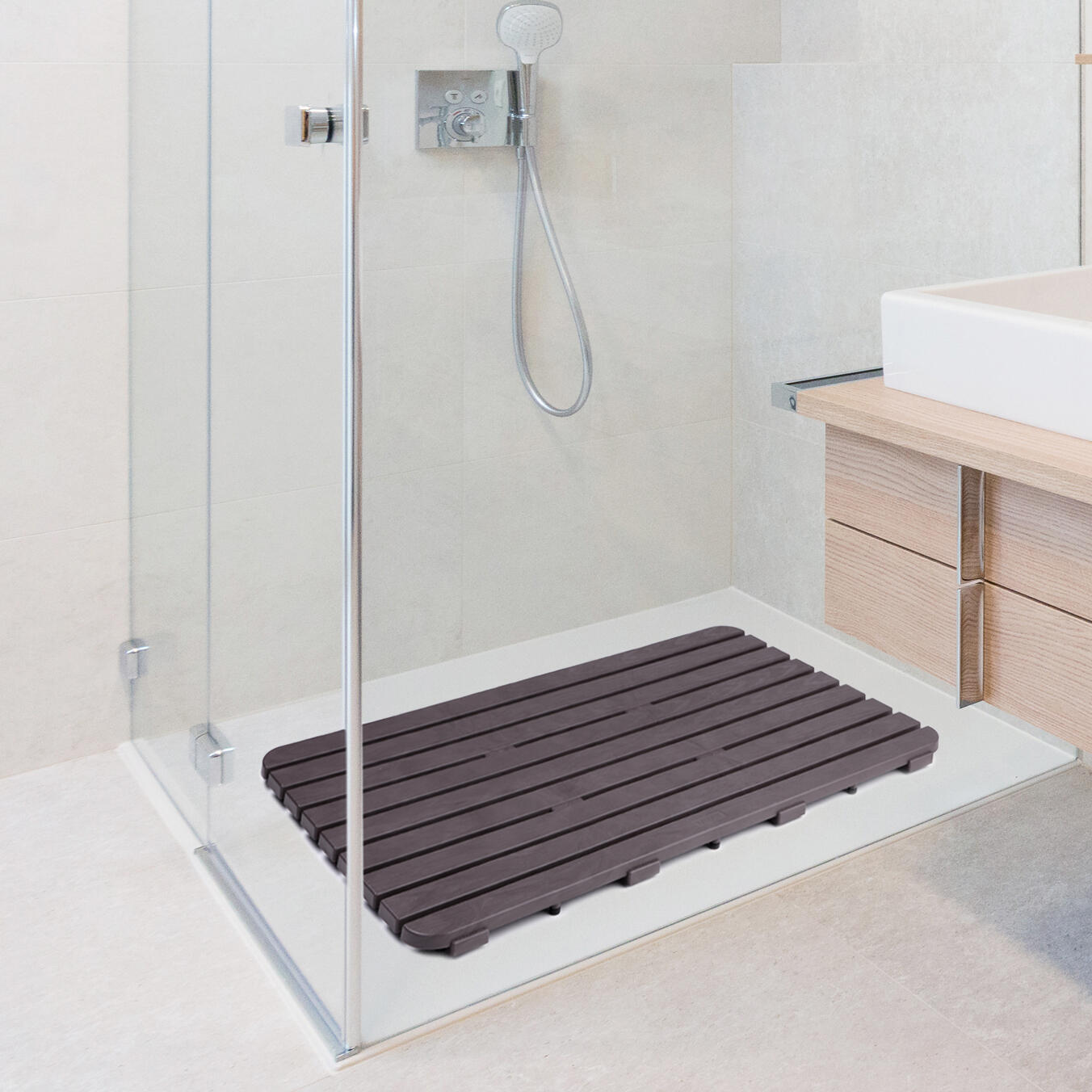 Tarima baño rectangular oscura 50x 80 cm - 3