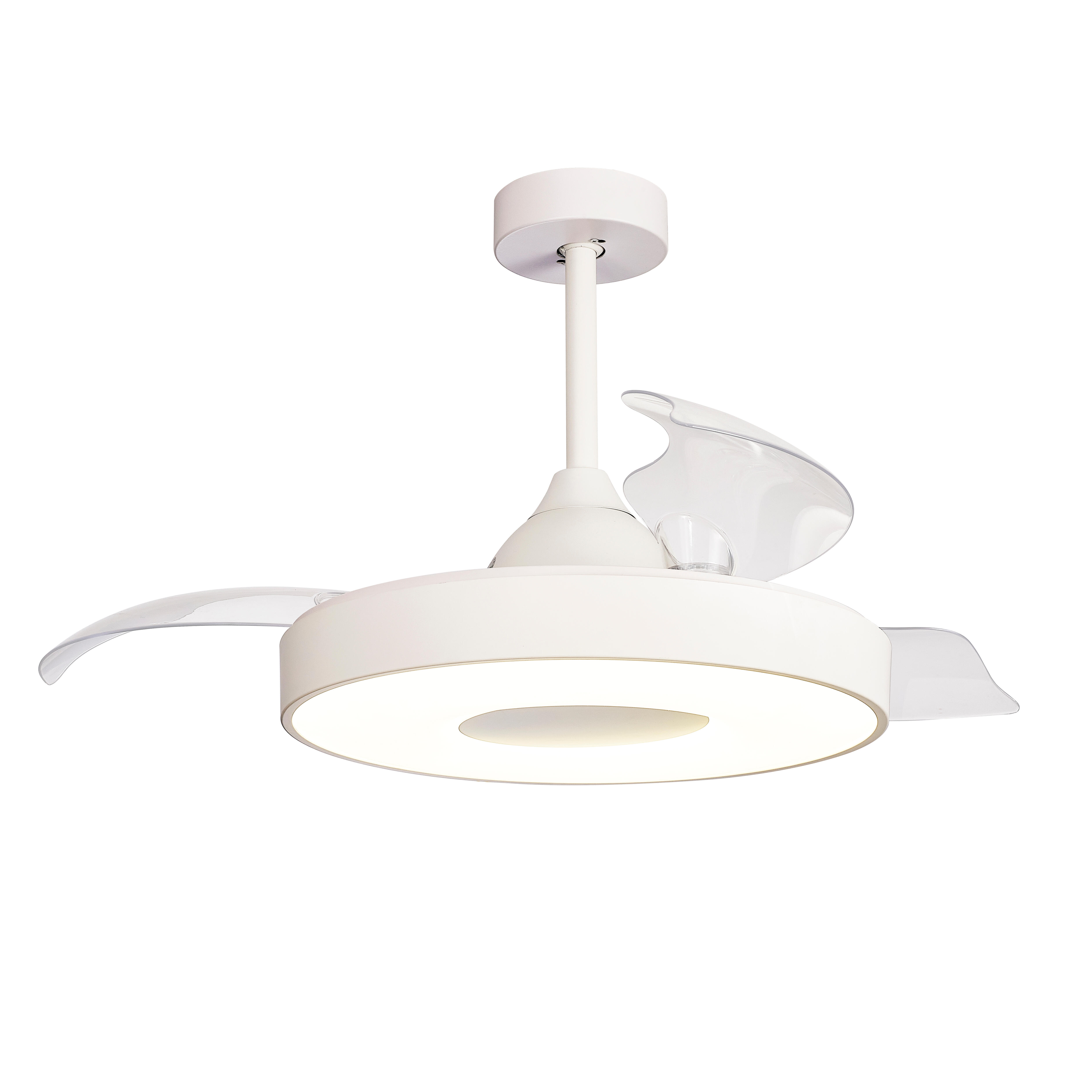Ventilador de techo retráctil con luz silencioso dc con mando coin blanco ø106 cm color luz regulable