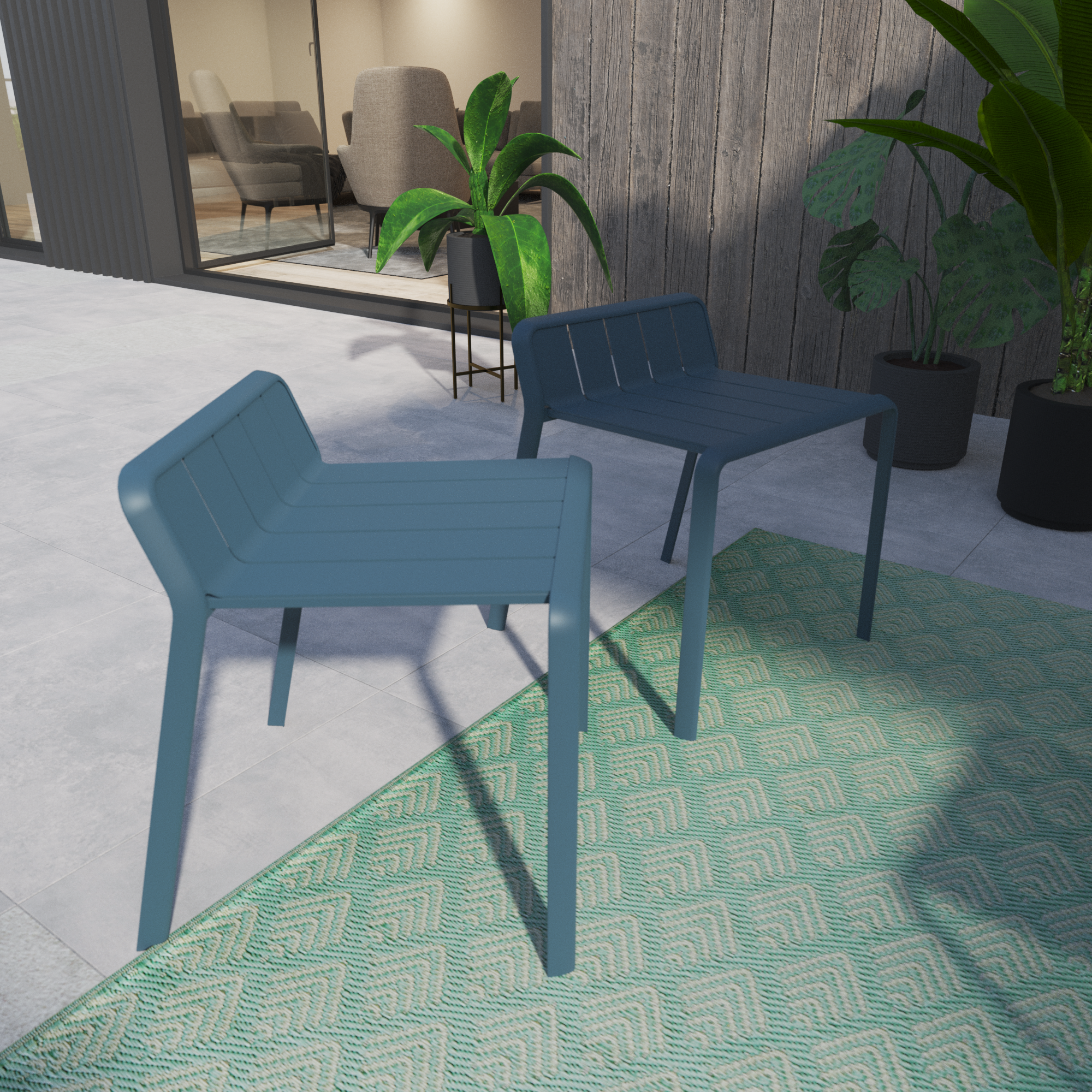 Sgabello da giardino in alluminio blu Idaho NATERIAL, 1 posto - 2