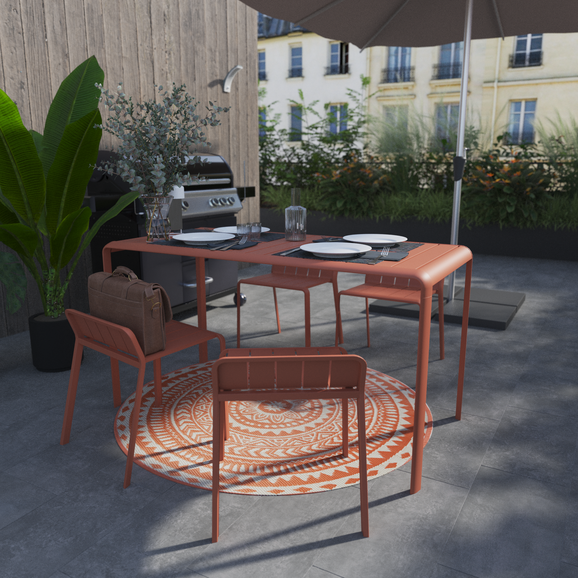 Tabouret de jardin NATERIAL Idaho en aluminium orange / cuivré - 4