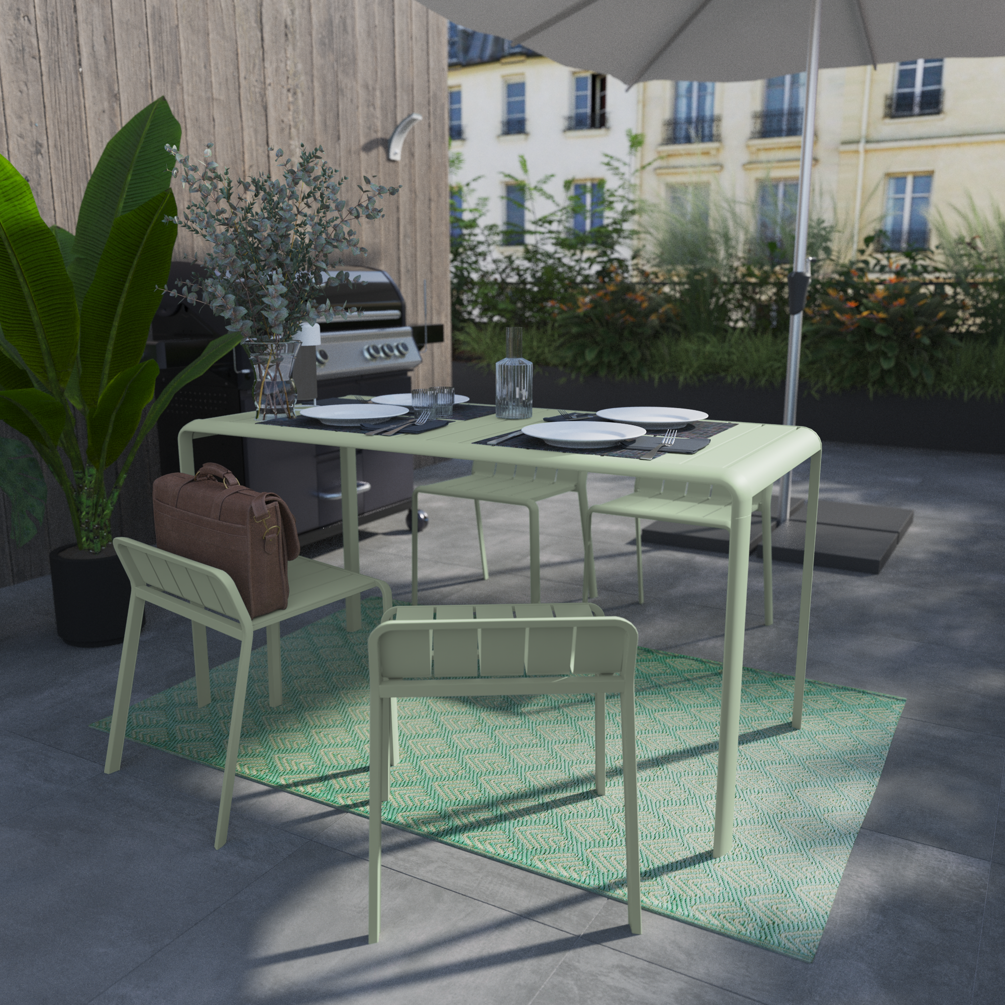 Sgabello da giardino in alluminio verde Idaho NATERIAL, 1 posto - 4