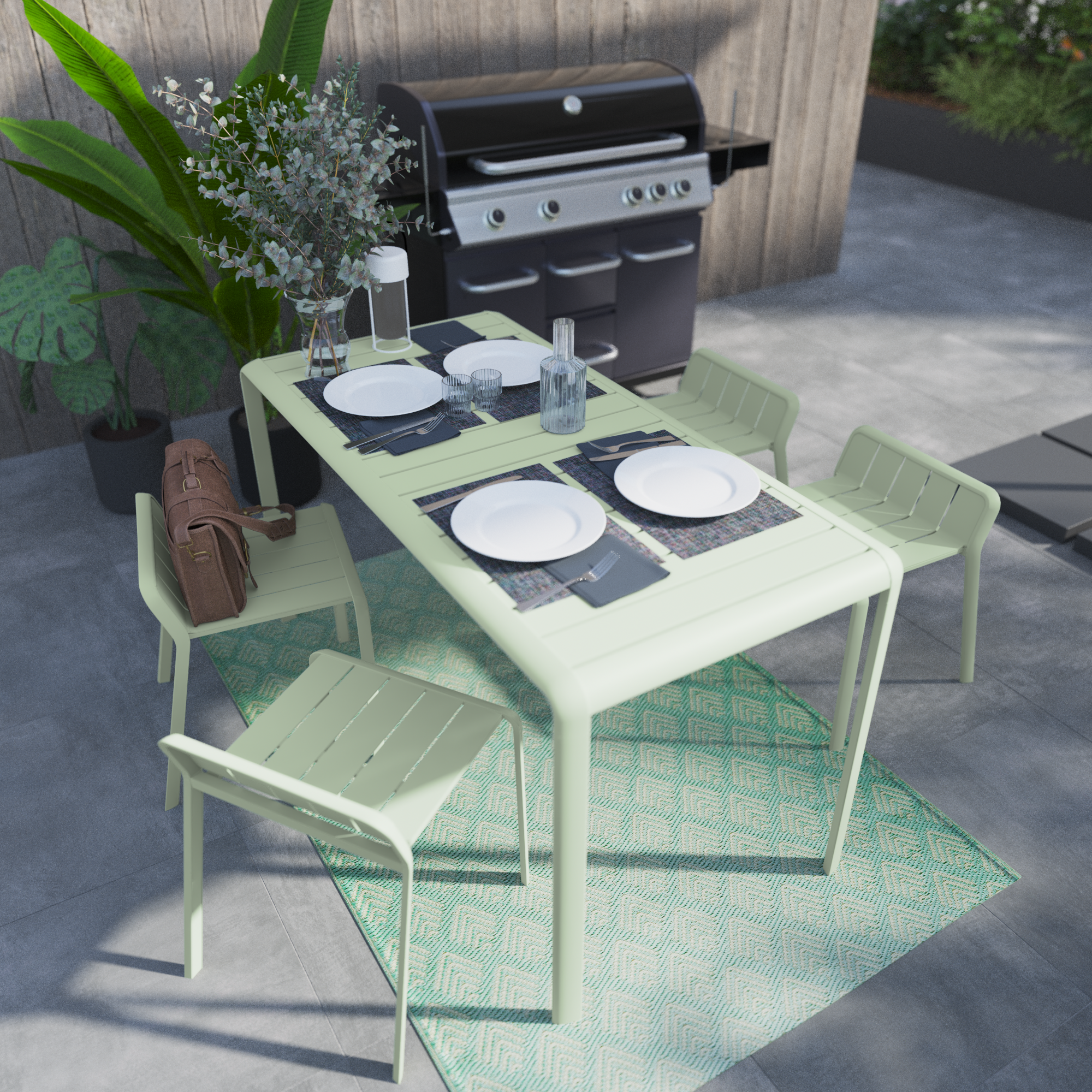 Sgabello da giardino in alluminio verde Idaho NATERIAL, 1 posto - 3