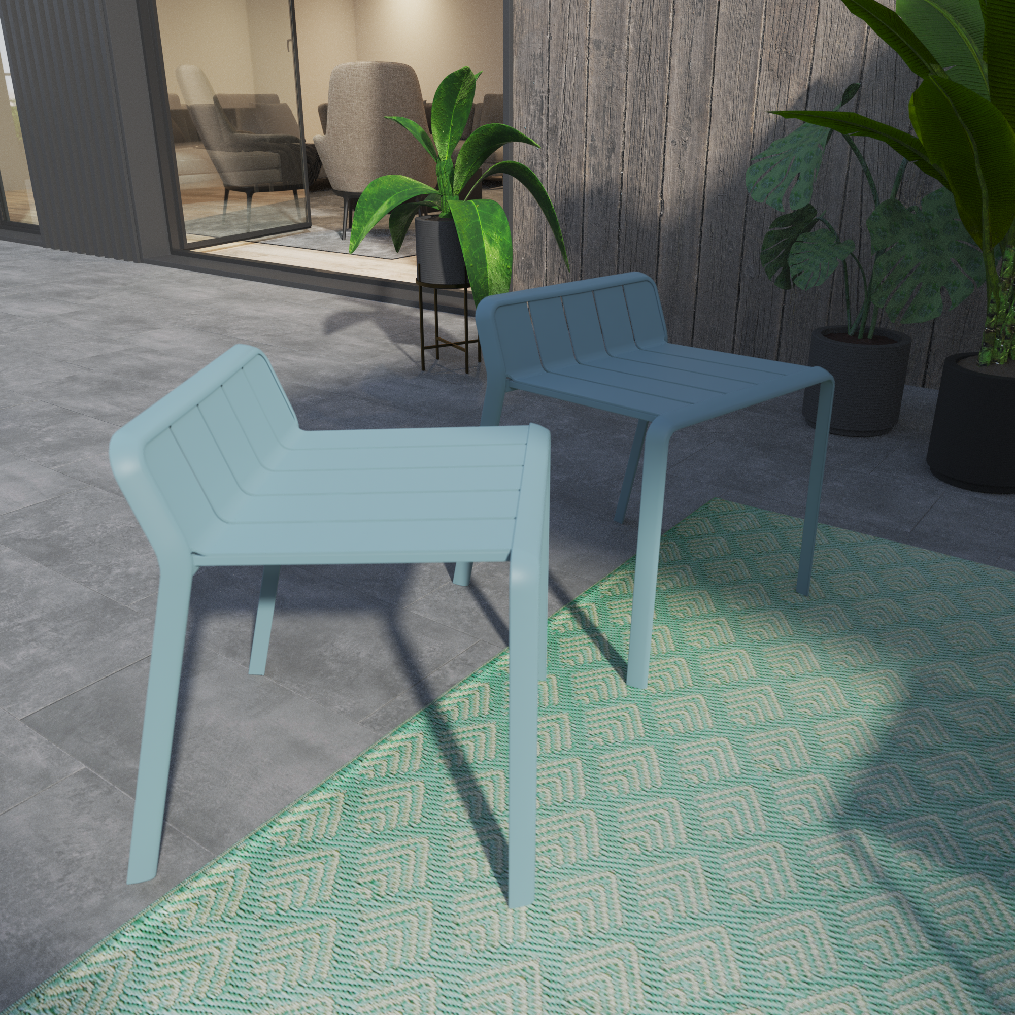 Sgabello da giardino in alluminio blu Idaho NATERIAL, seduta in alluminio azzurro - 3