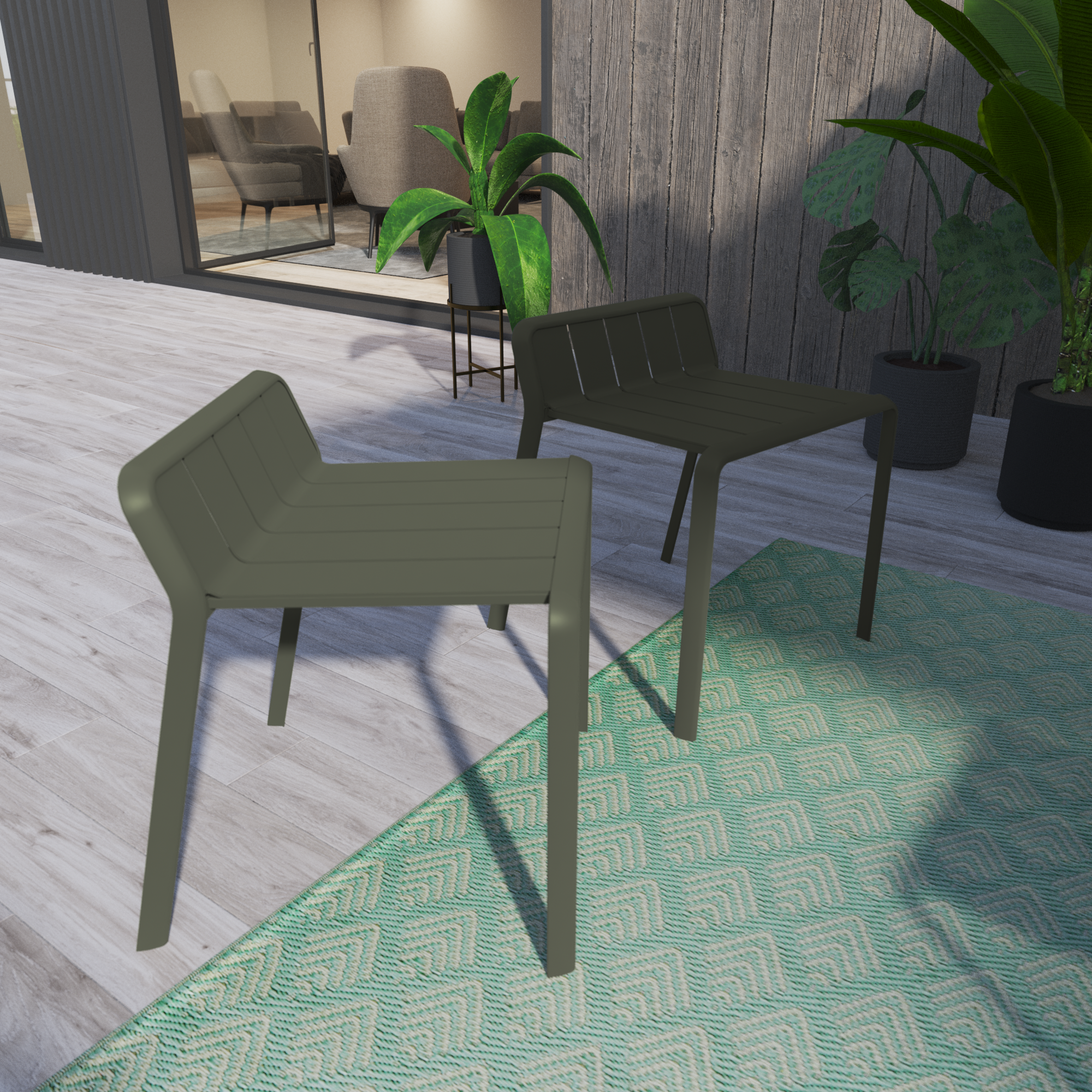 Taburete de jardín naterial idaho de aluminio verde 51x48,5x56 cm