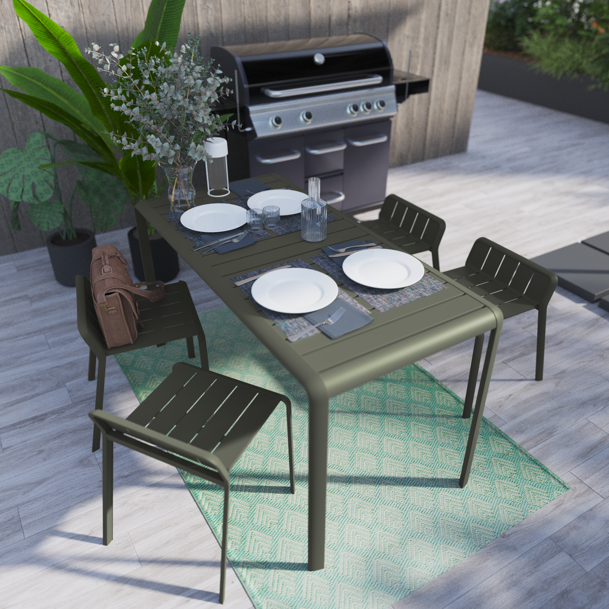 Mesa de alumínio NATERIAL IDAHO 144X70CM VERDE FLORESTA - 20