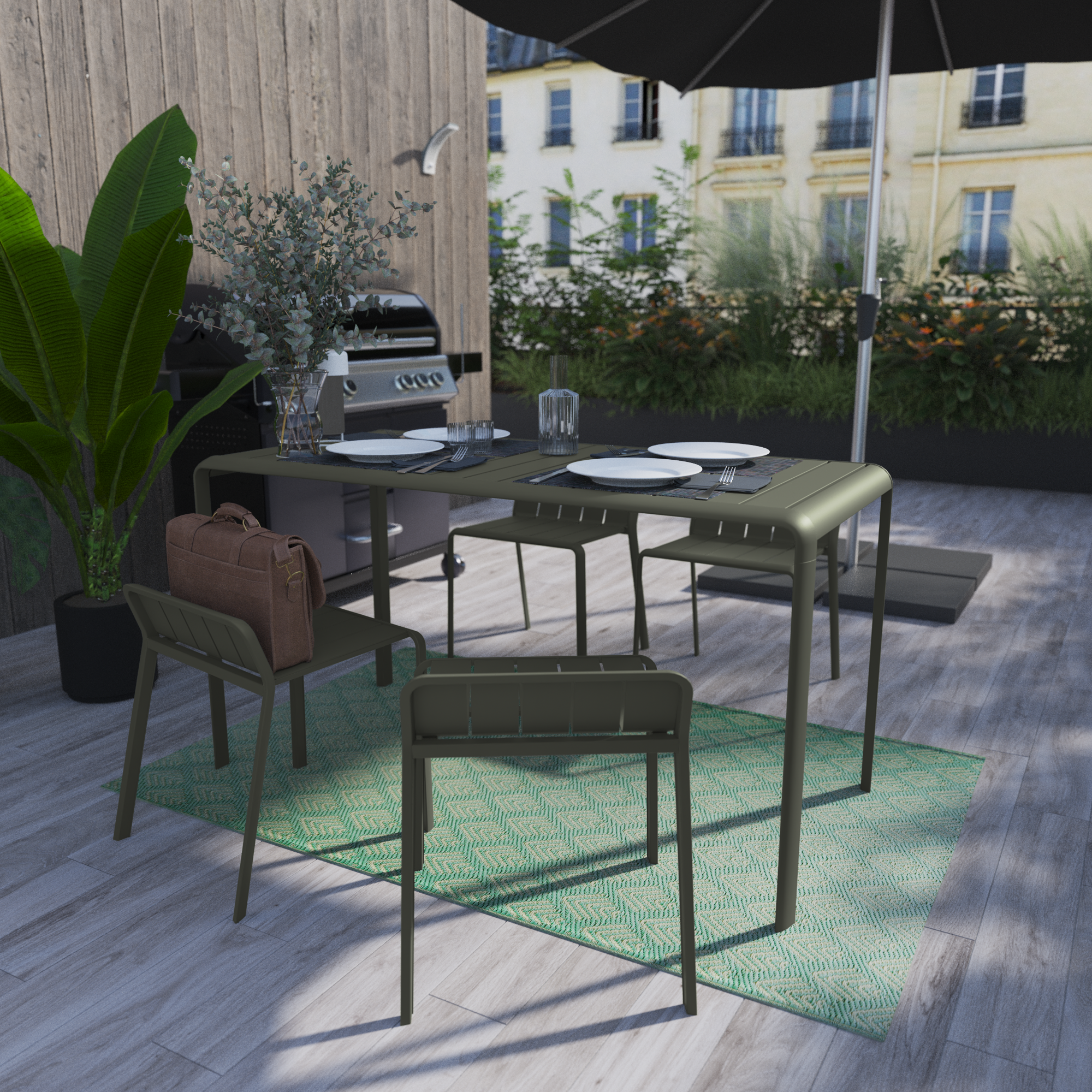 Mesa de alumínio NATERIAL IDAHO 144X70CM VERDE FLORESTA - 19