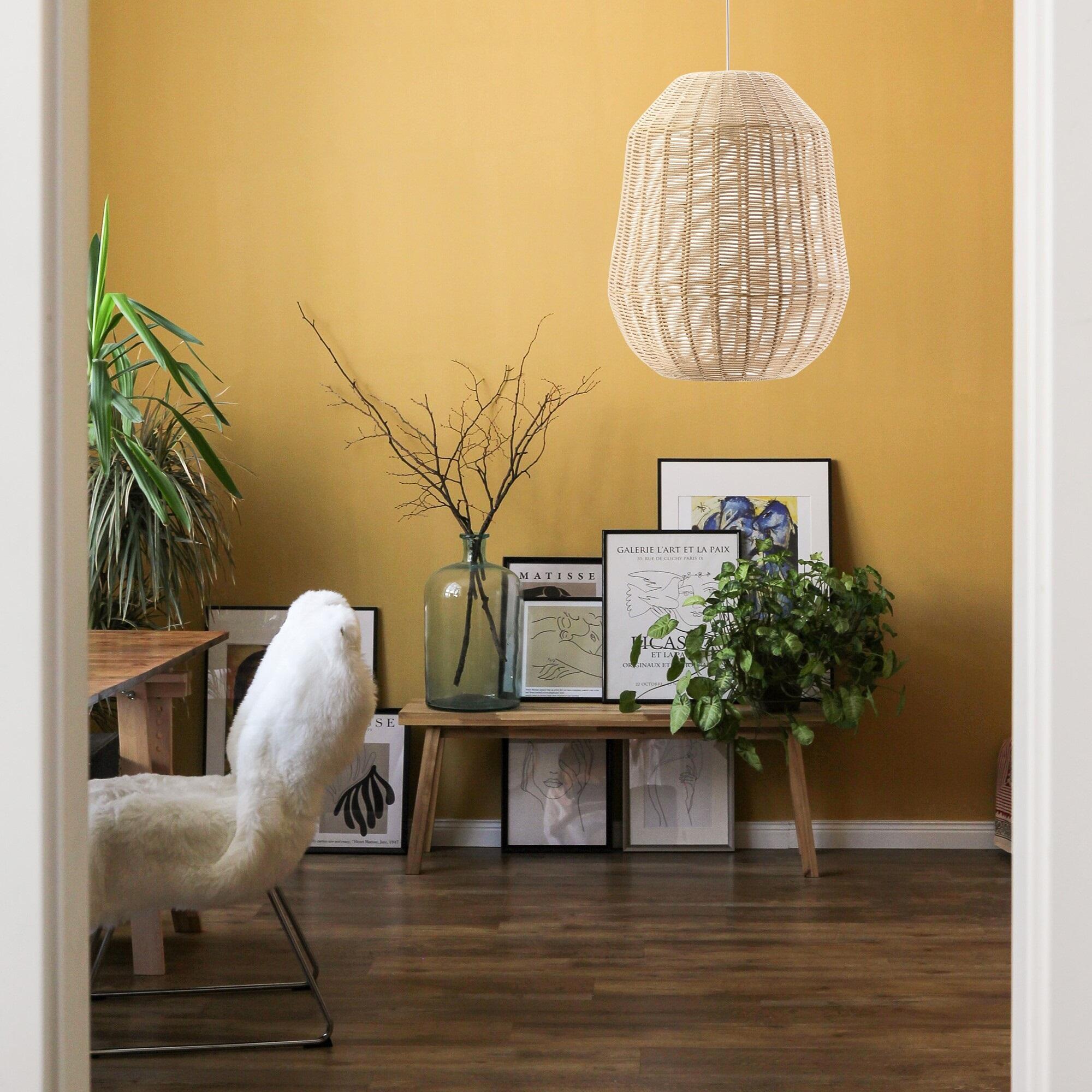 Lámpara de techo colgante de yute beige 1 luz e27 capri 48 cm y altura regulable