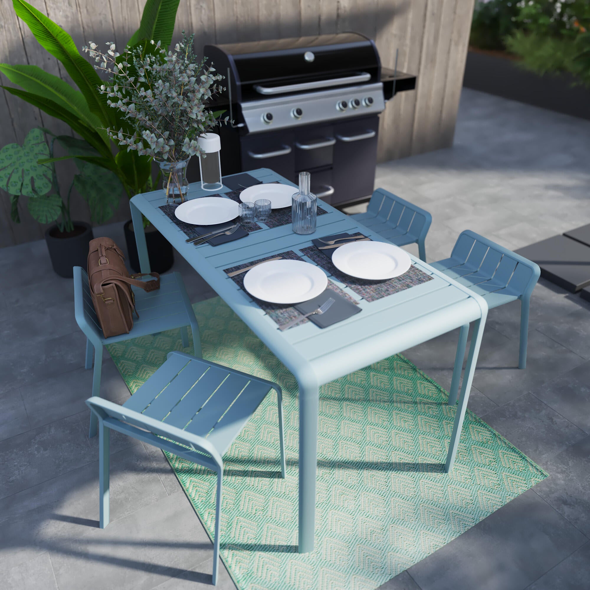 Sgabello da giardino in alluminio blu Idaho NATERIAL, seduta in alluminio azzurro - 2