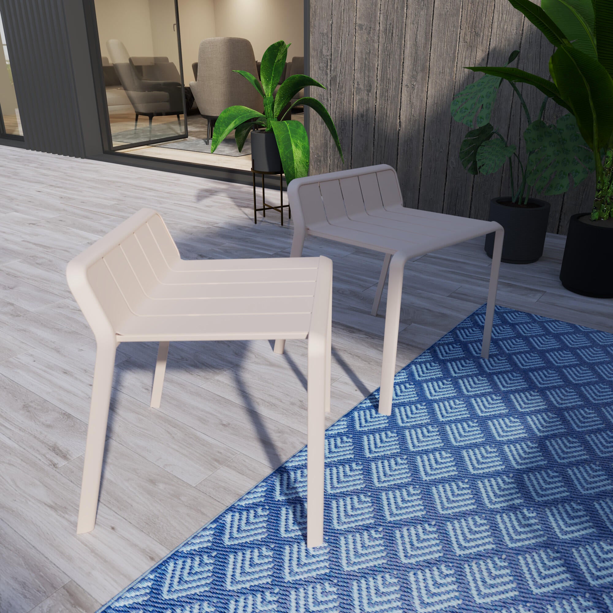 Sgabello da giardino in alluminio beige Idaho NATERIAL, 1 posto - 2