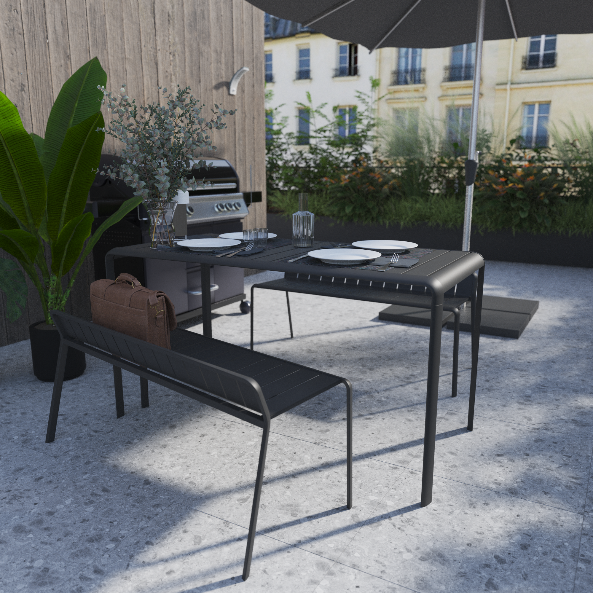 Panca da giardino in alluminio grigio Idaho NATERIAL, 2 posti - 3