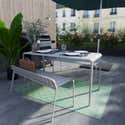 Panca da Giardino in Plastica con Schienale e Braccioli 128 cm Panca da Giardino in Plastica con Schienale e Braccioli 128 cm