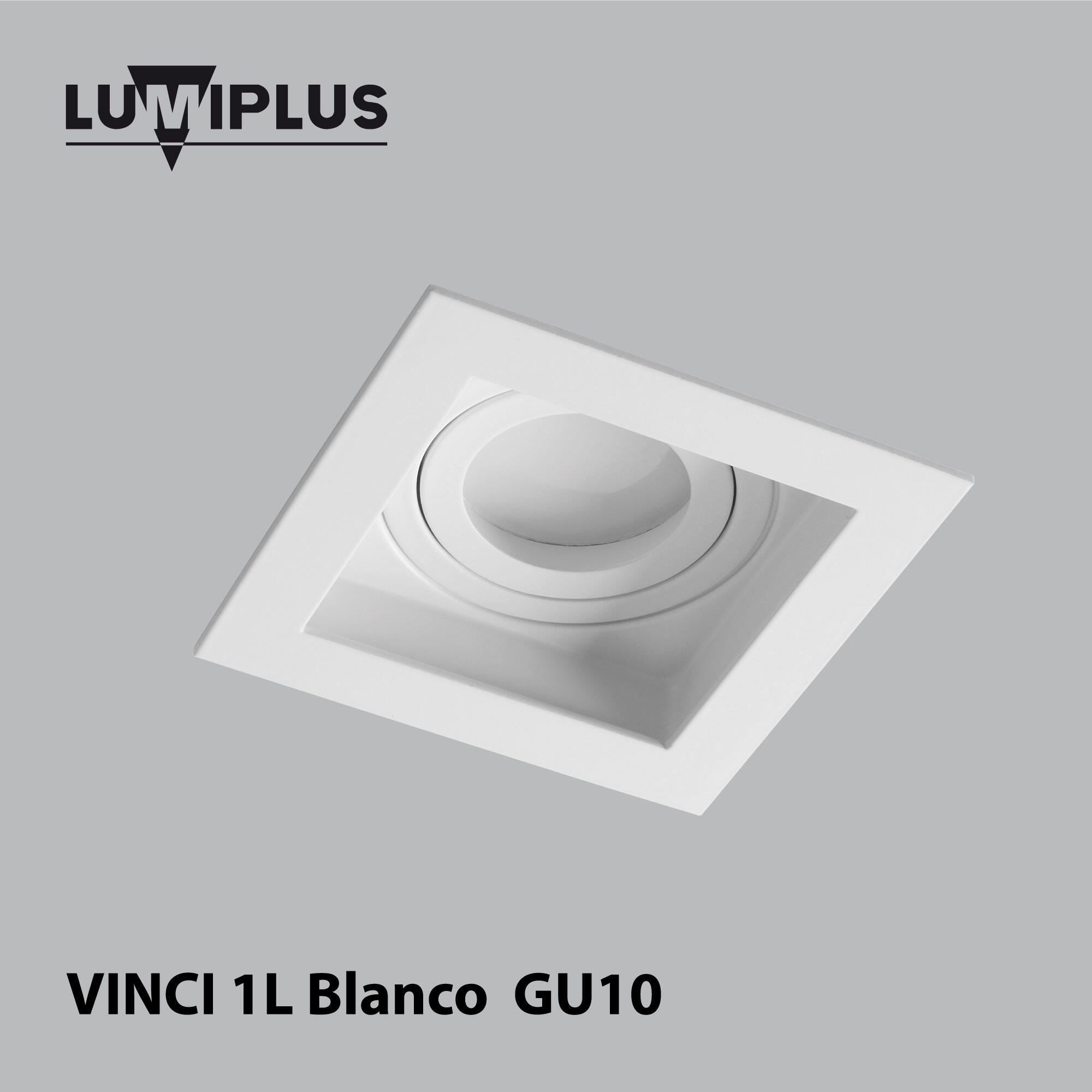 Downlight empotrable blanco cuadrado pintado compatible con bombilla GU10 fijo LUMIPLUS Vinci IP20 - Foco empotrable para techos - 5