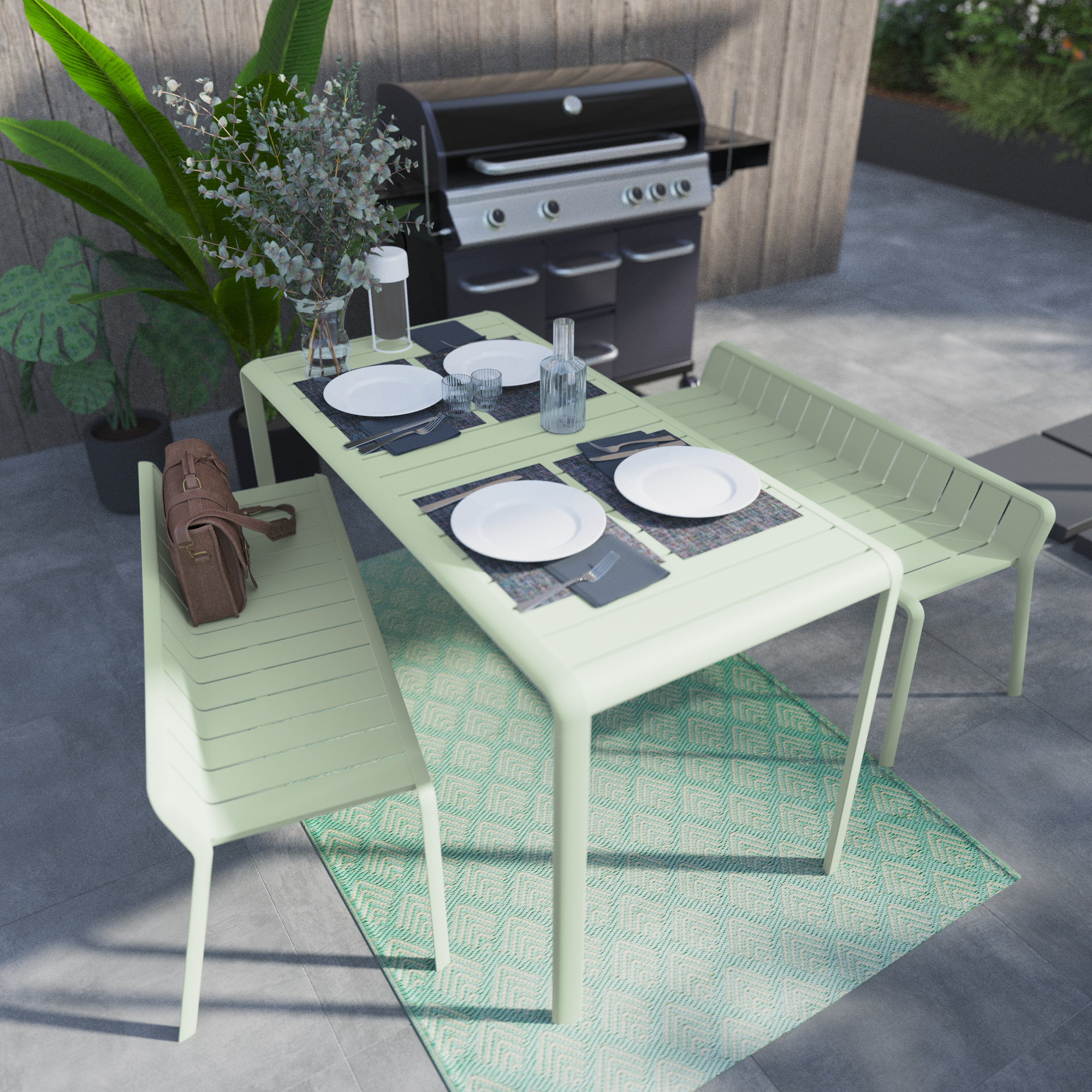 Panca da giardino in alluminio verde Idaho NATERIAL, 2 posti - 3