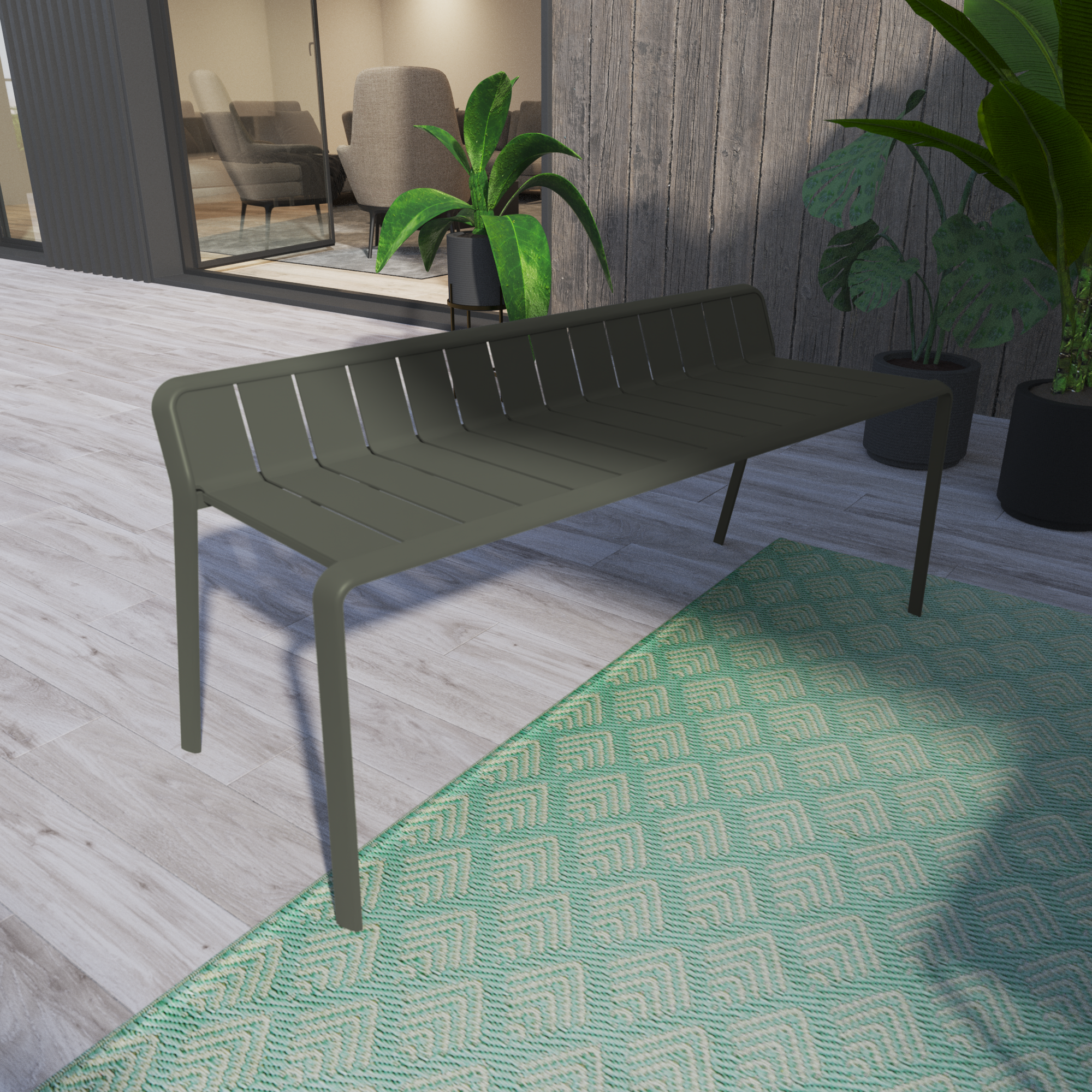 Banc de jardin NATERIAL Idaho en aluminium vert - 4