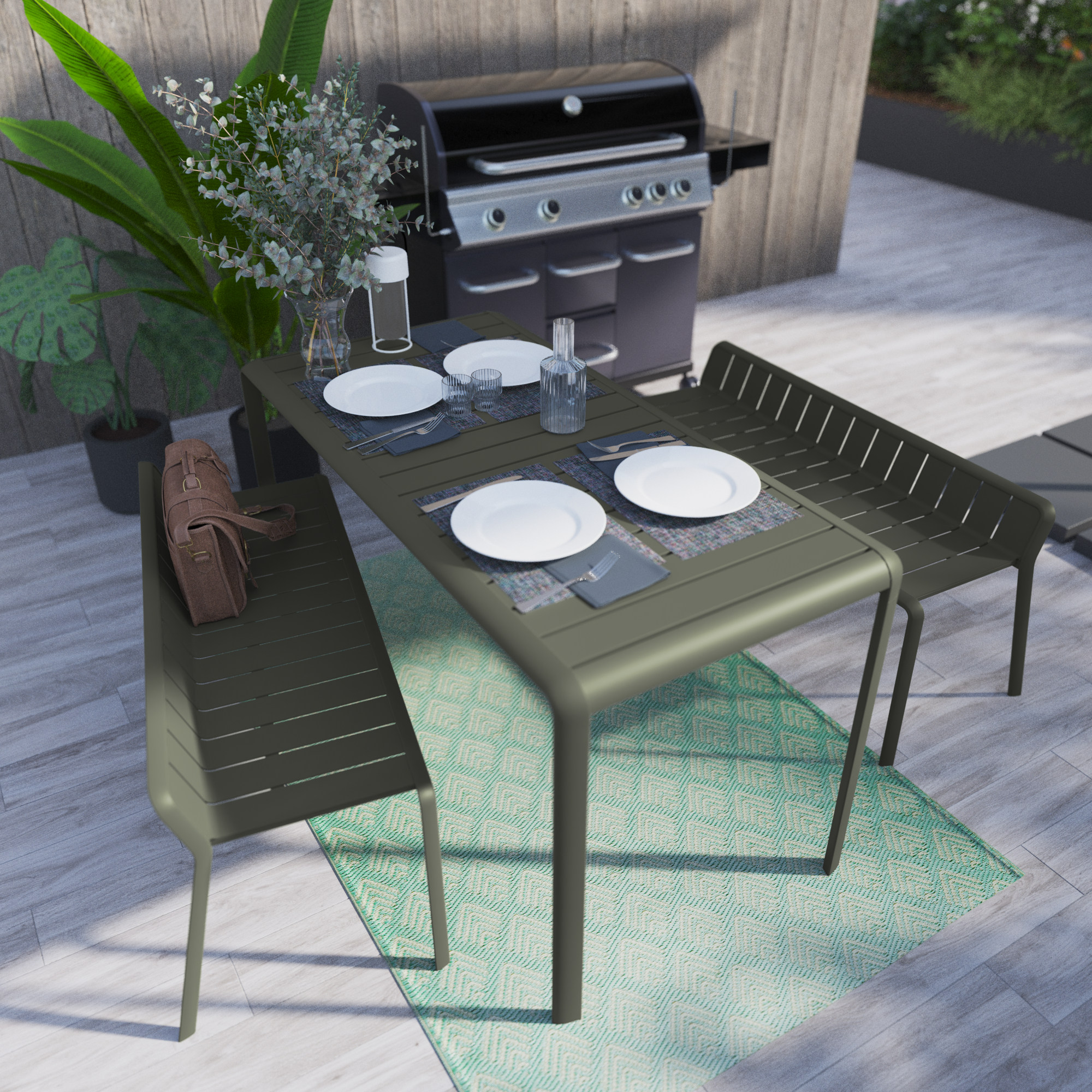 Mesa de alumínio NATERIAL IDAHO 144X70CM VERDE FLORESTA - 18