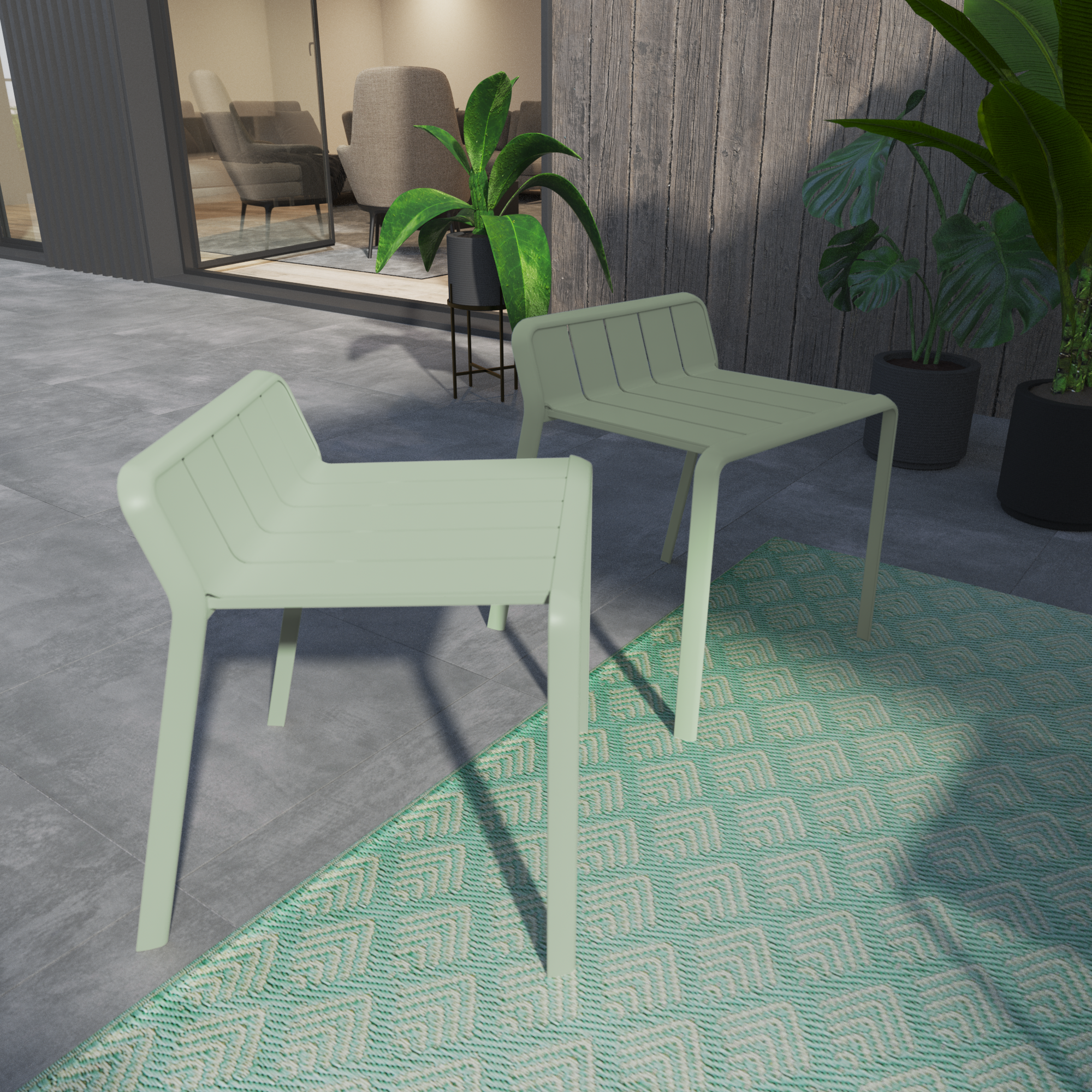 Sgabello da giardino in alluminio verde Idaho NATERIAL, 1 posto - 2