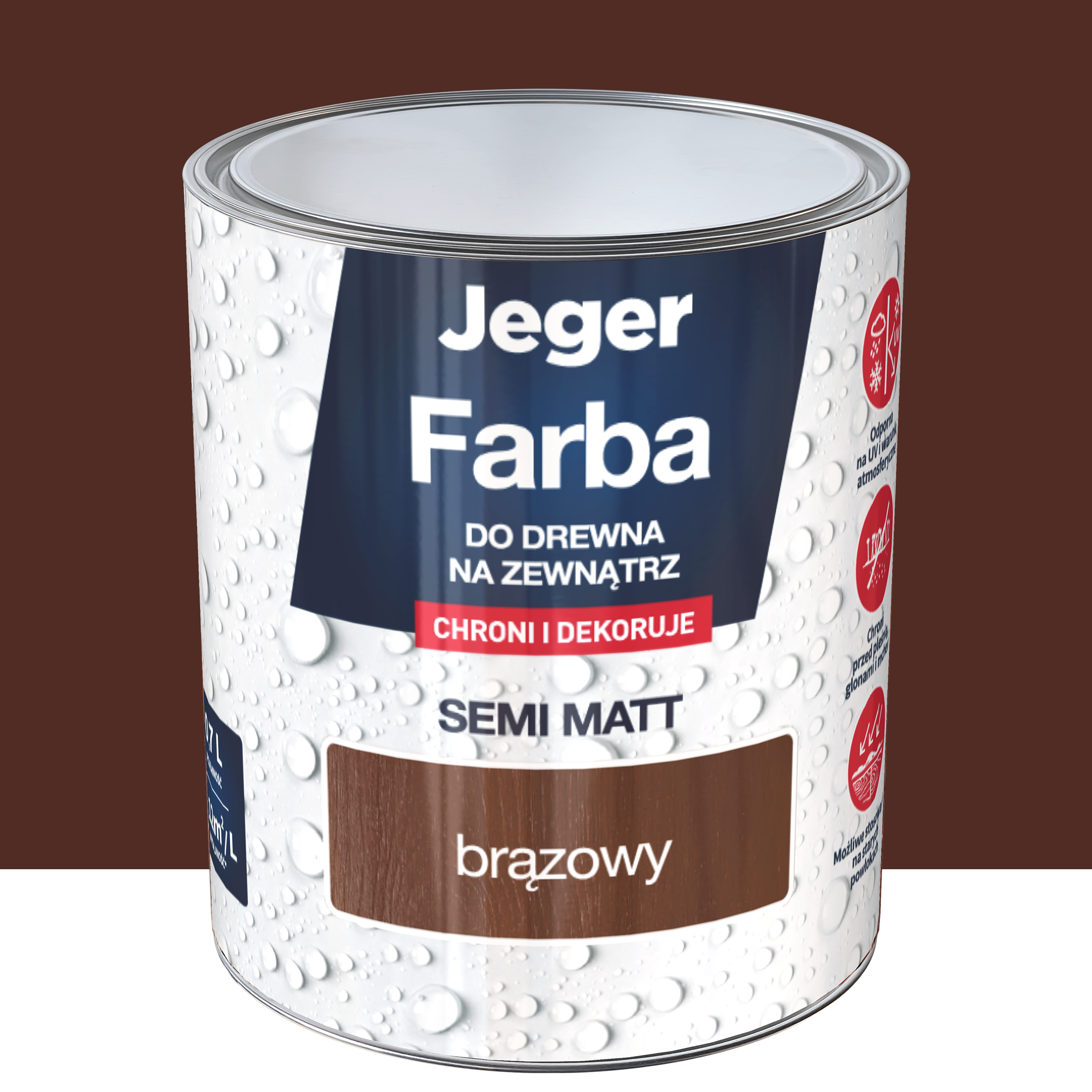 Farba do drewna na zewnątrz 0.7 l brązowy półmat Jeger