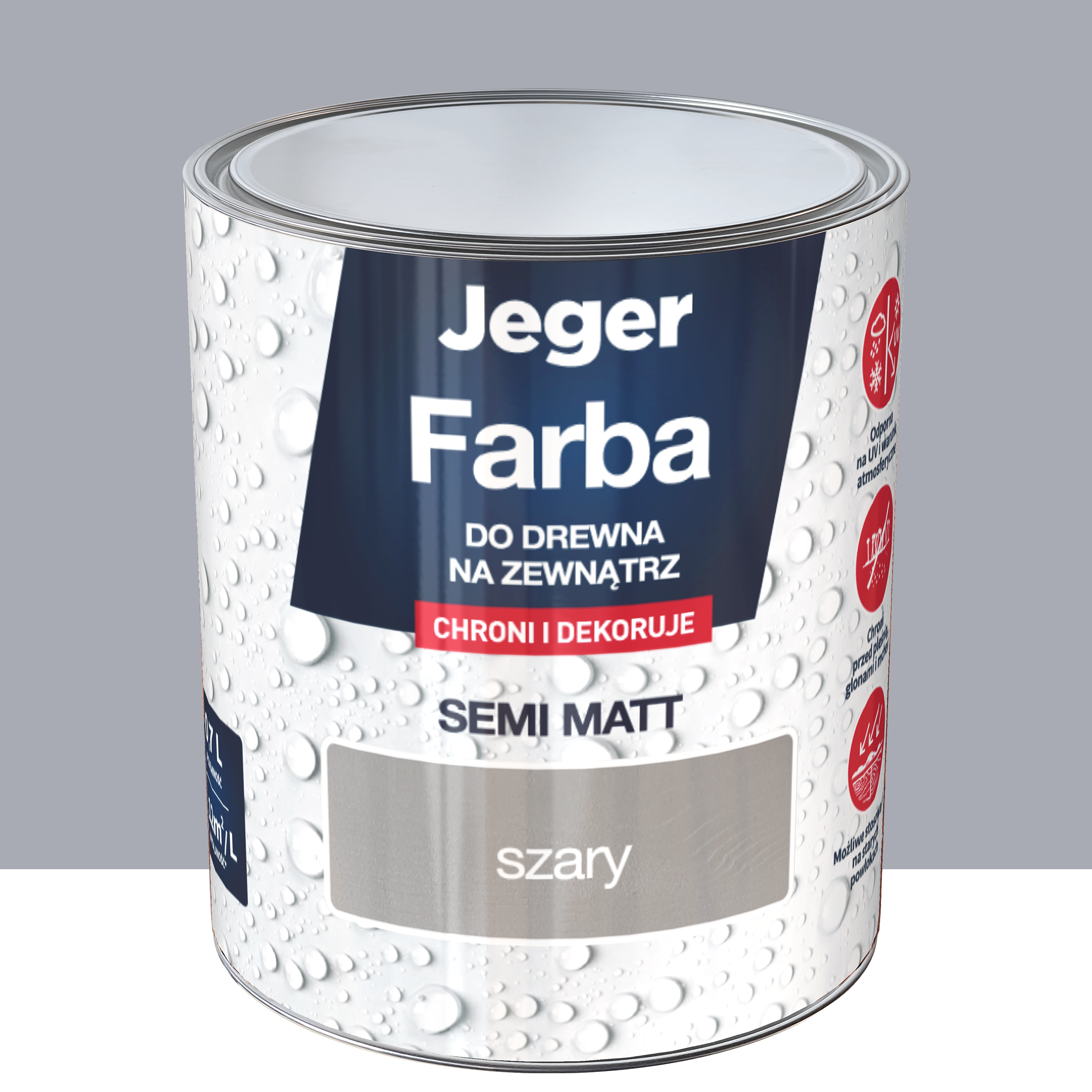Farba do drewna na zewnątrz 0.7 l szary półmat Jeger