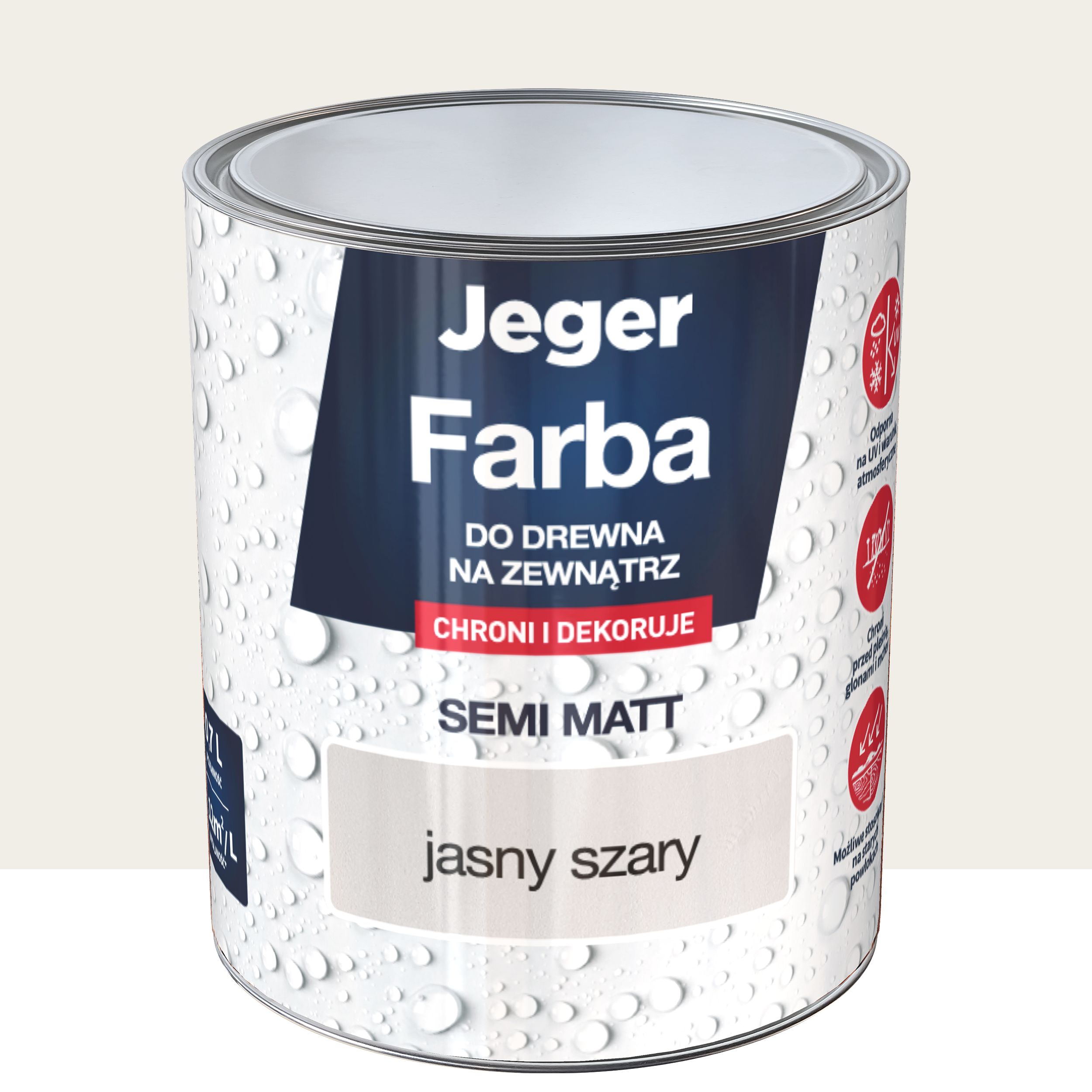 Farba do drewna na zewnątrz 0.7 l jasny szary półmat Jeger