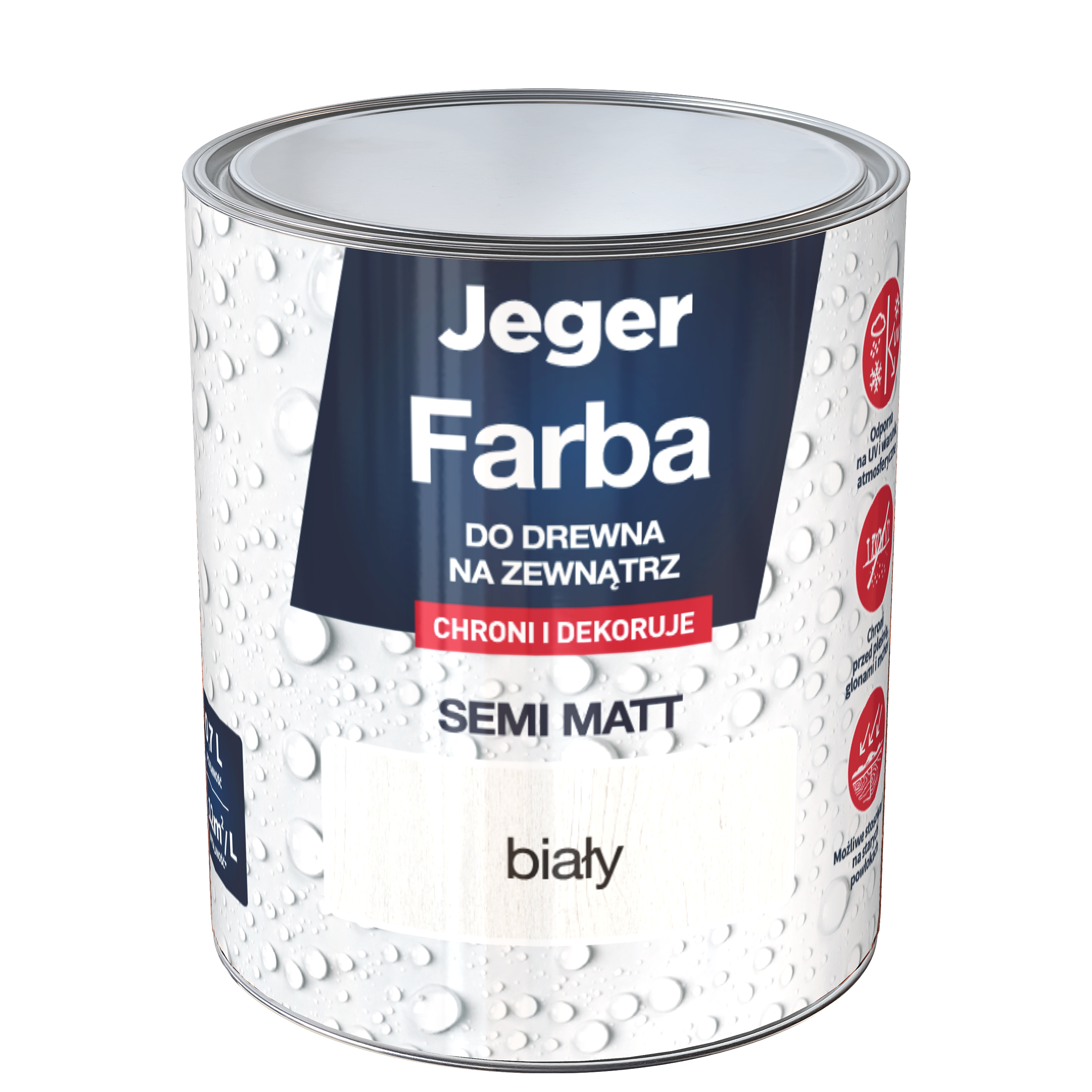 Farba do drewna na zewnątrz 0.7 l biały półmat Jeger
