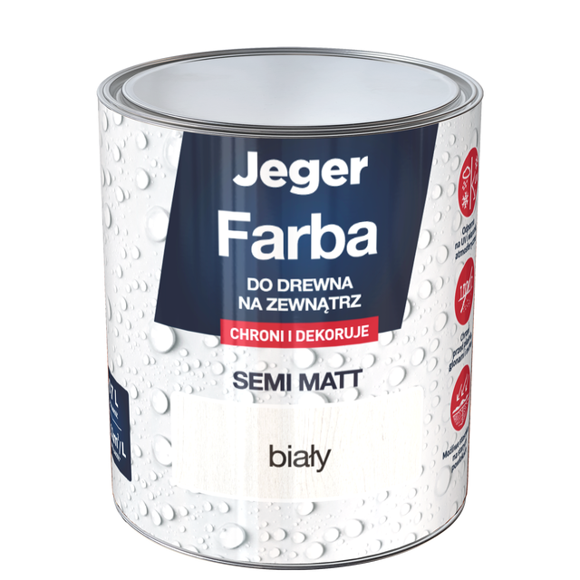 Farba do drewna na zewnątrz 0.7 l biały półmat Jeger
