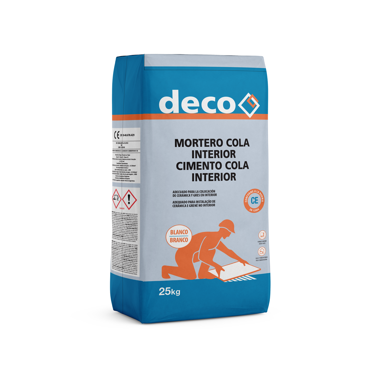 Mortero cola deco interior cementos capa 25 kg blanco