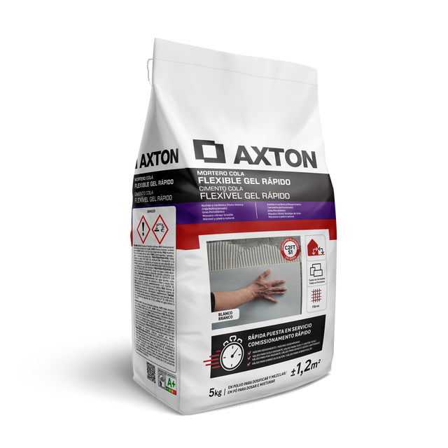 Mortero cola flexible gel rapid  AXTON 5 kg blanco