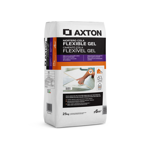 Mortero cola AXTON flexible gel blanco 25 Kg