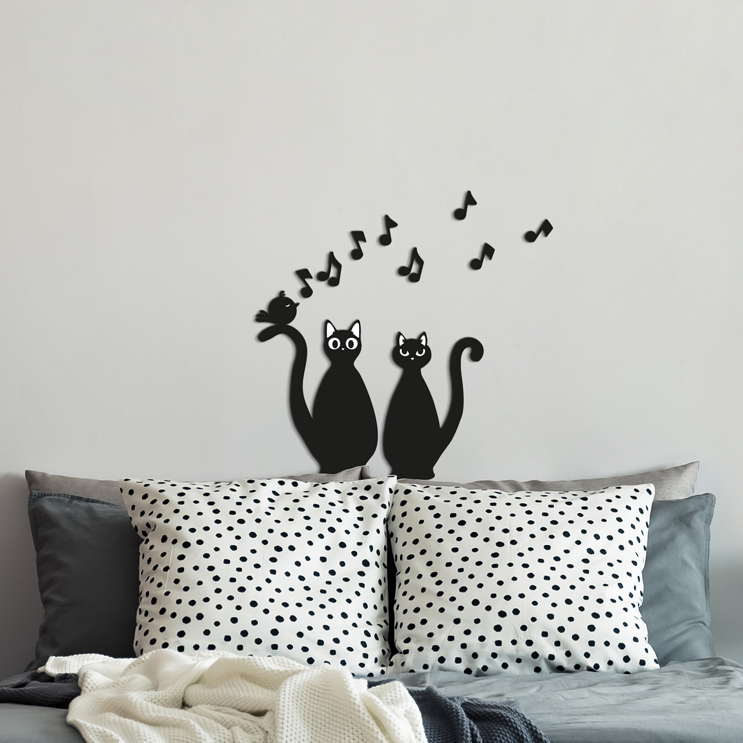 Sticker Cats Silhouttes 31x31 cm nero bianco - 2