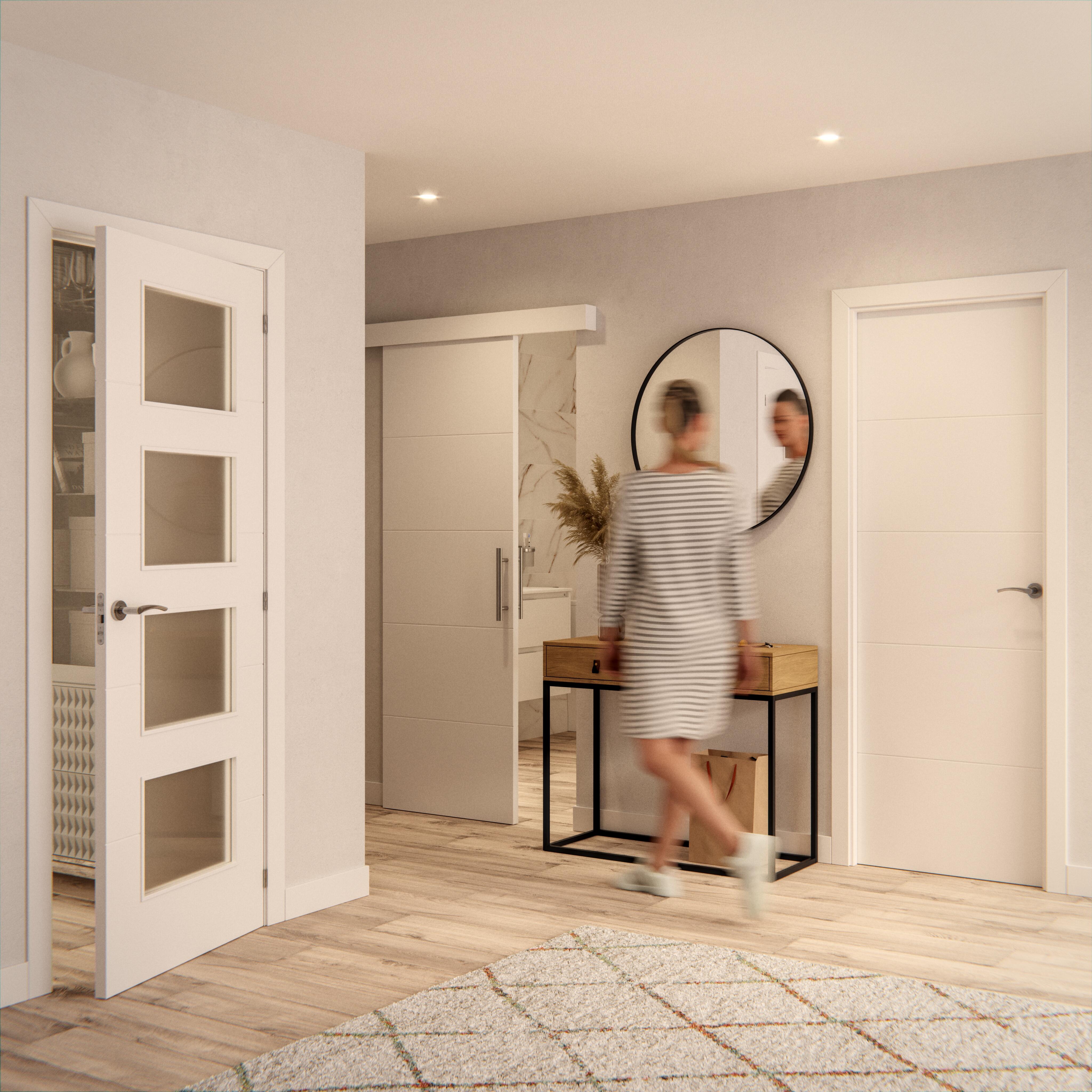 Puerta de interior corredera ciega maciza Line Lucerna blanca acabado lacado anchura 72,5cm - 4