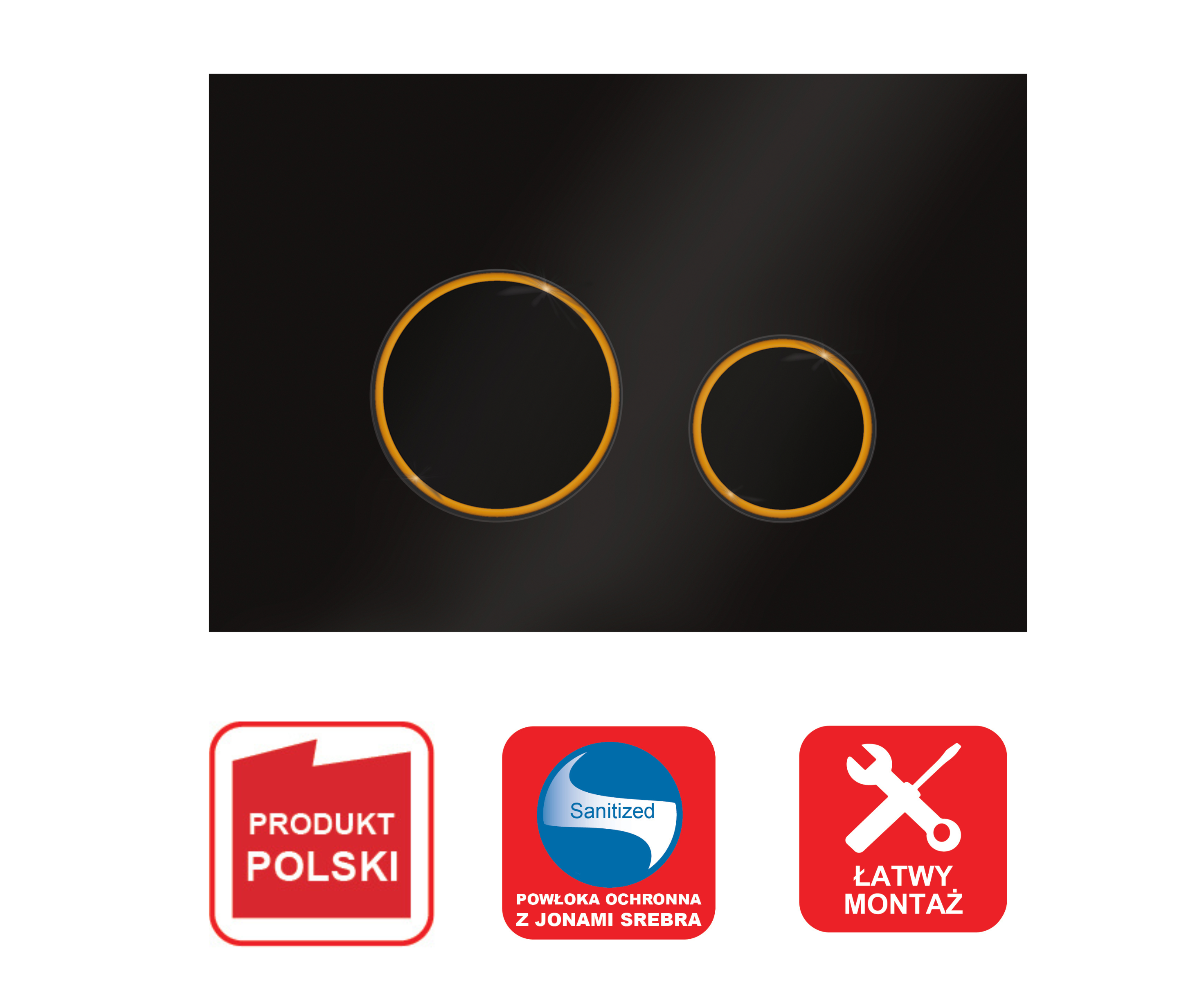 Przycisk spłukujący do stelaża czarno/złoty Circle Ravak - 5