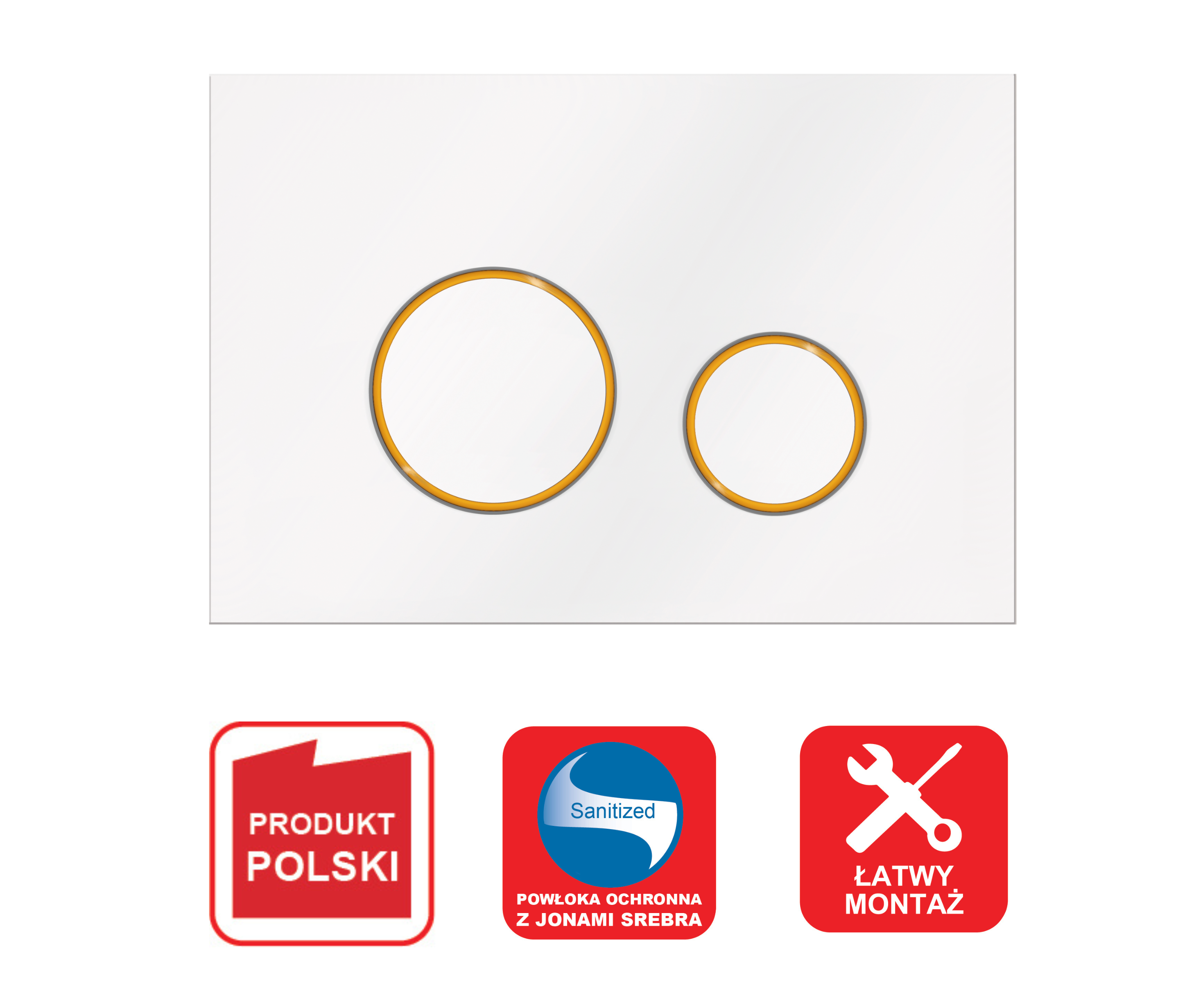 Przycisk spłukujący do stelaża biały/złoty Circle Ravak - 6